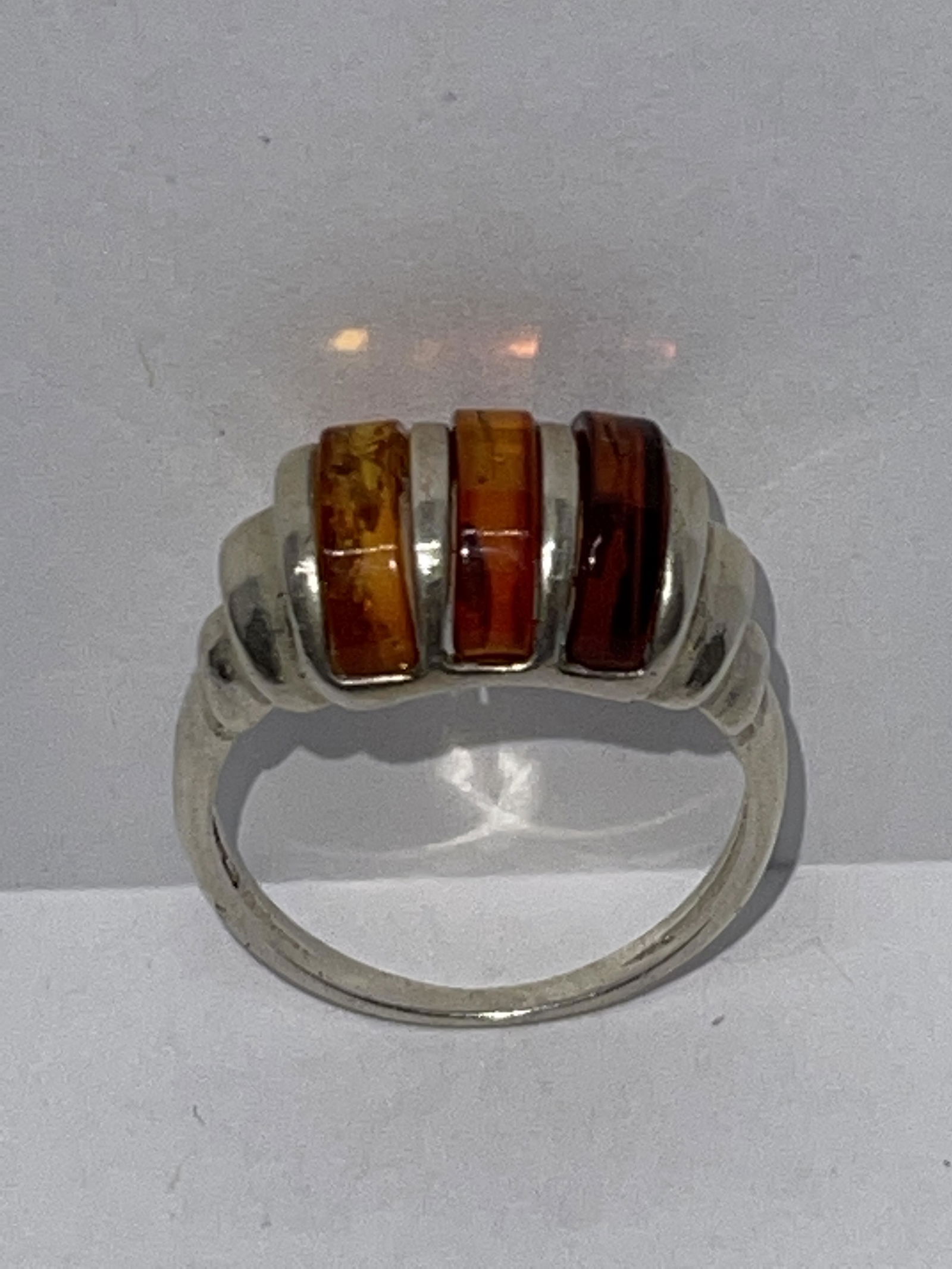 RETRO STERLING SILVER AMBER COCKTAIL RING SZ 8 (1 of 2)
