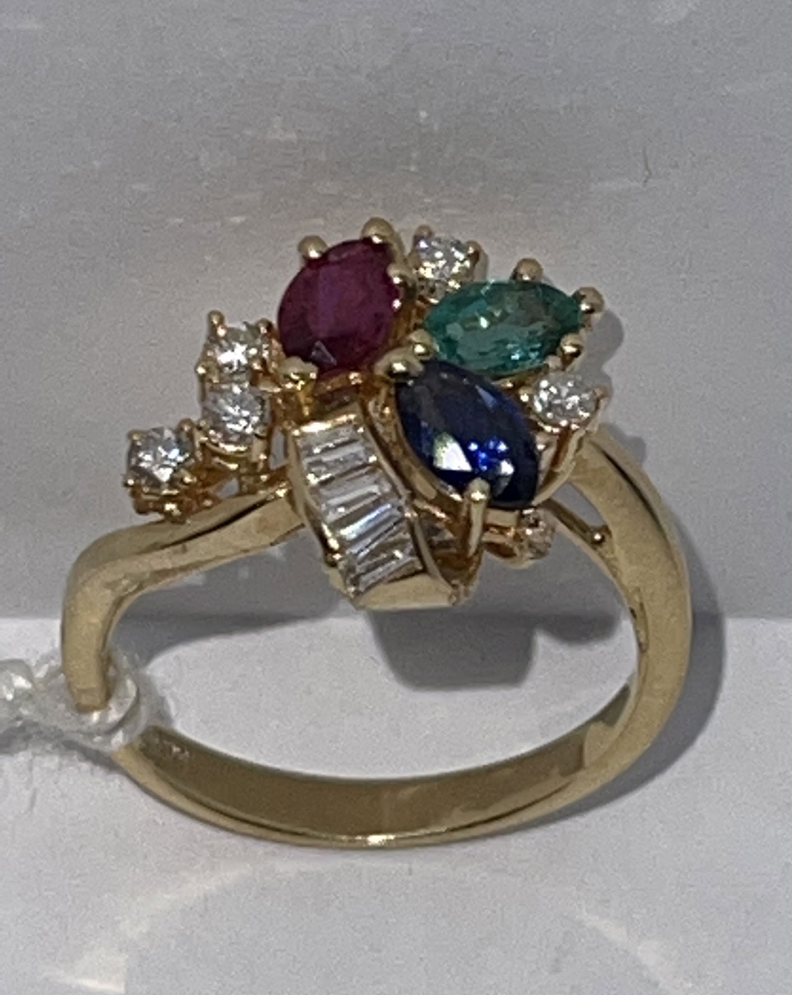 ESTATE 18K GOLD MULTI-STONE COCKTAIL RING SZ 7 (1 of 2)