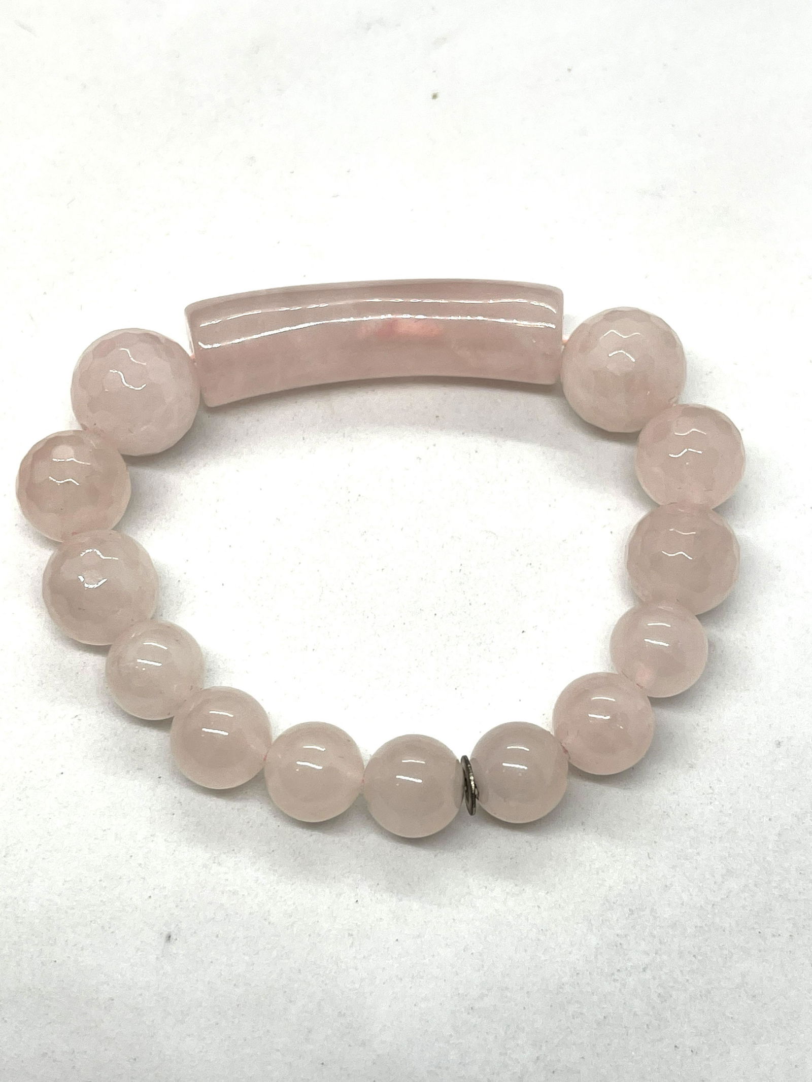 ESTATE PINK QUARTZ BEADED STRETCHABLE BRACELET (1 of 2)