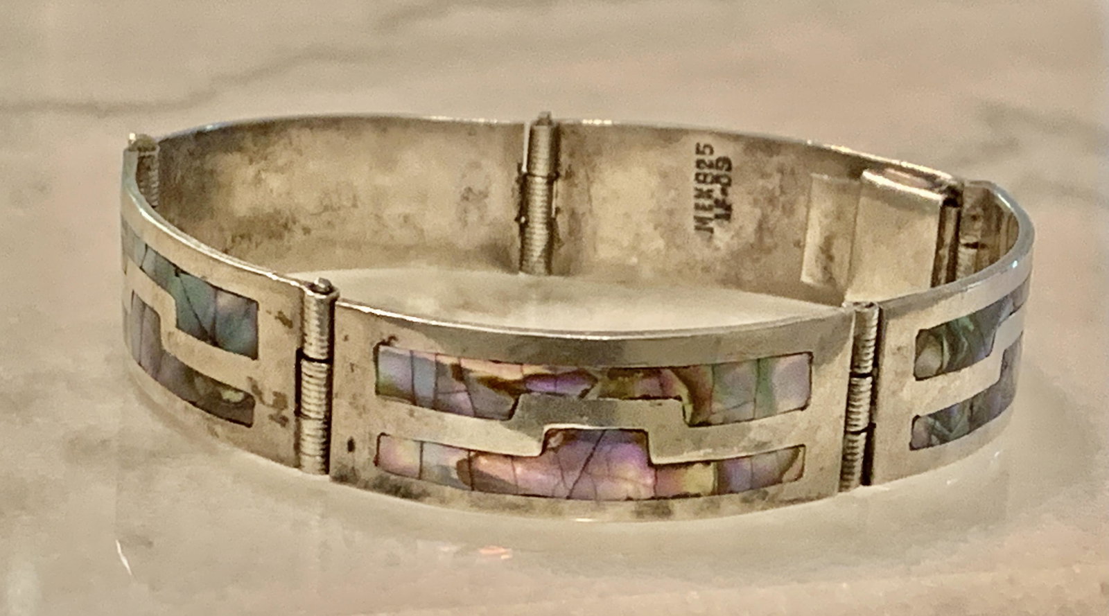 STERLING SILVER MEXICAN CUFF BANGLE BRACELET (1 of 4)