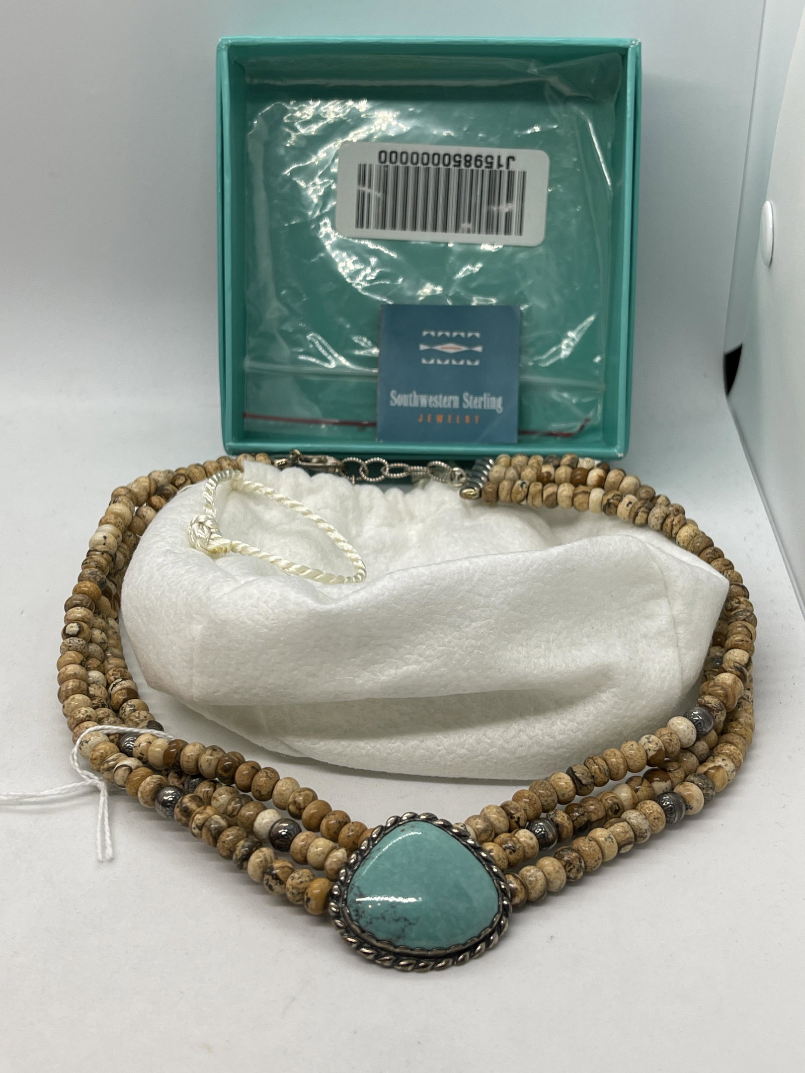 CAROLYN POLLACK TURQUOISE & JASPER STERLING NECKLACE (1 of 5)
