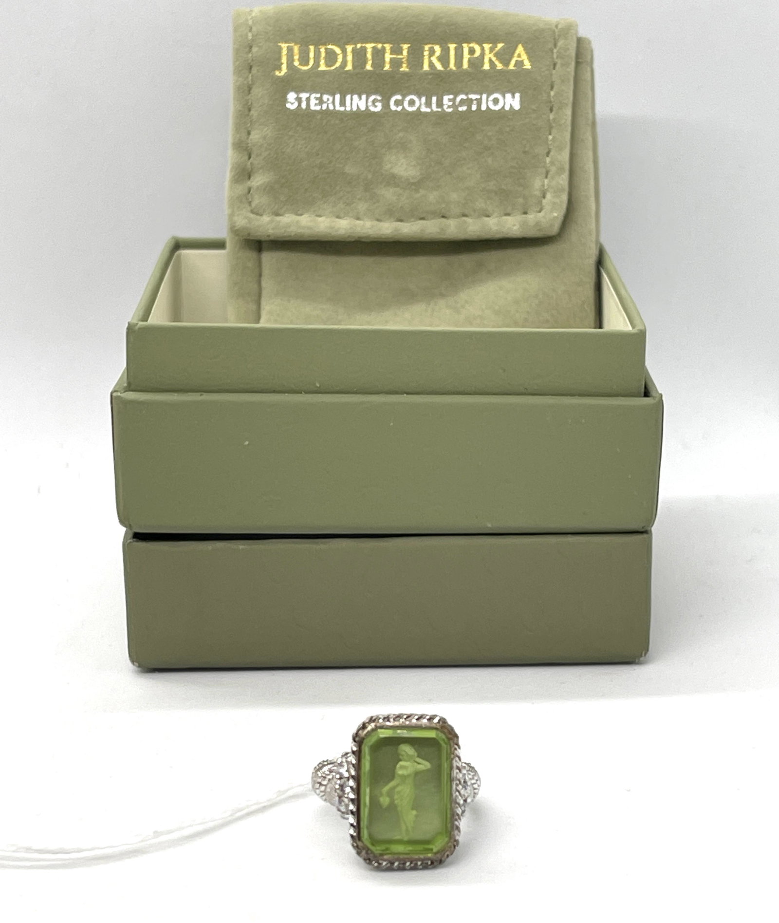 JUDITH RIPKA GREEN INTAGLIO GREEK GODDESS RING SZ 6 (1 of 4)