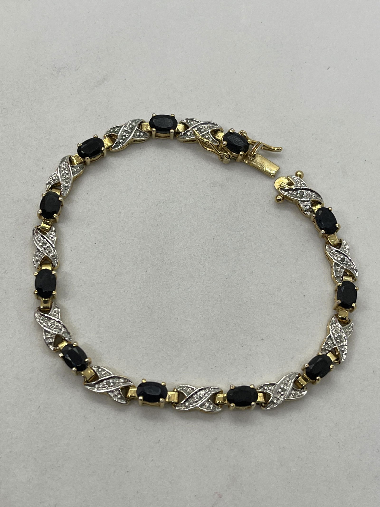 STERLING SILVER GOLD PLATED TENNIS BRACELET (1 of 2)
