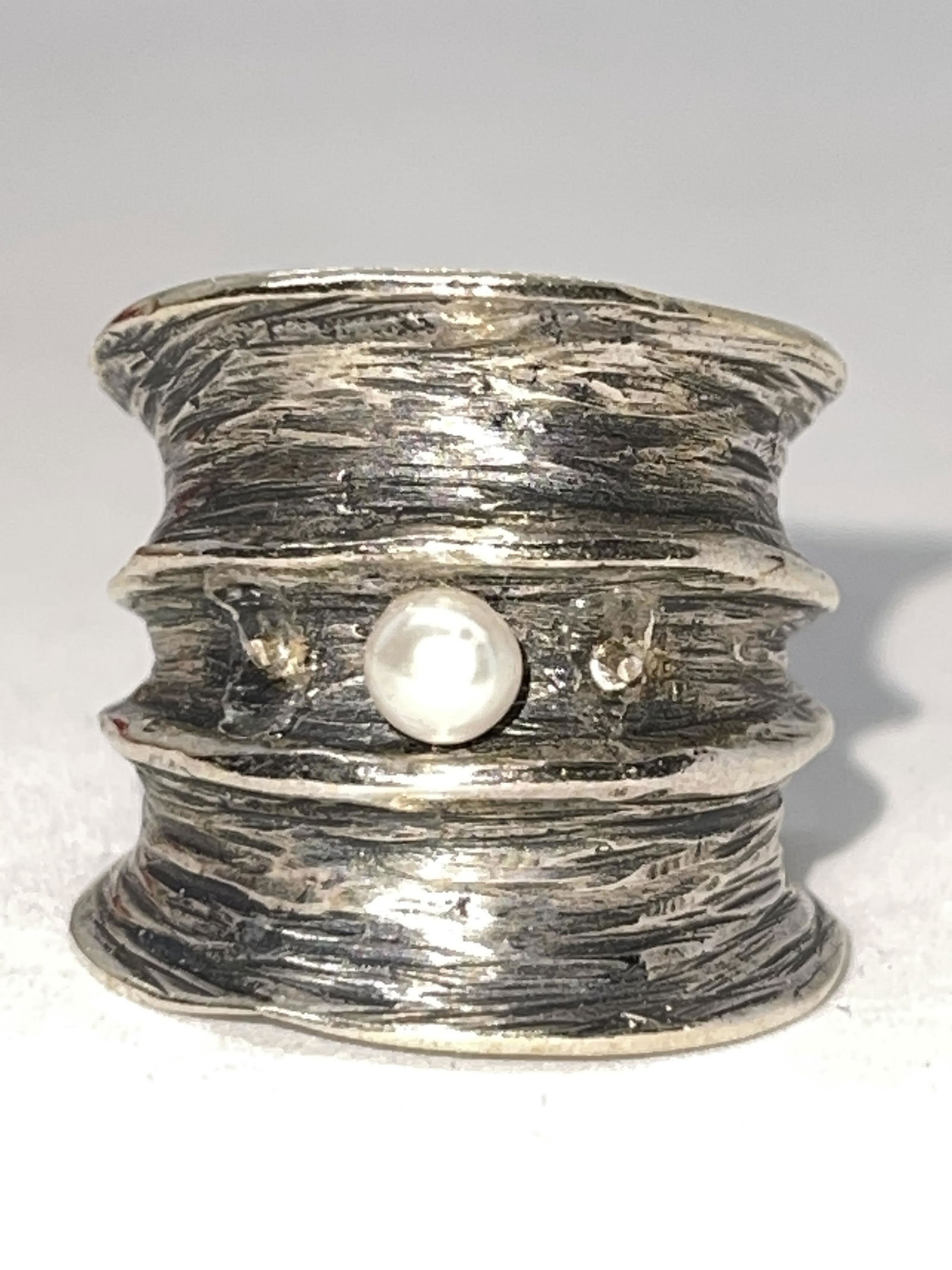 ESTATE STERLING SILVER MABE PEARL RING SZ 6 (1 of 2)