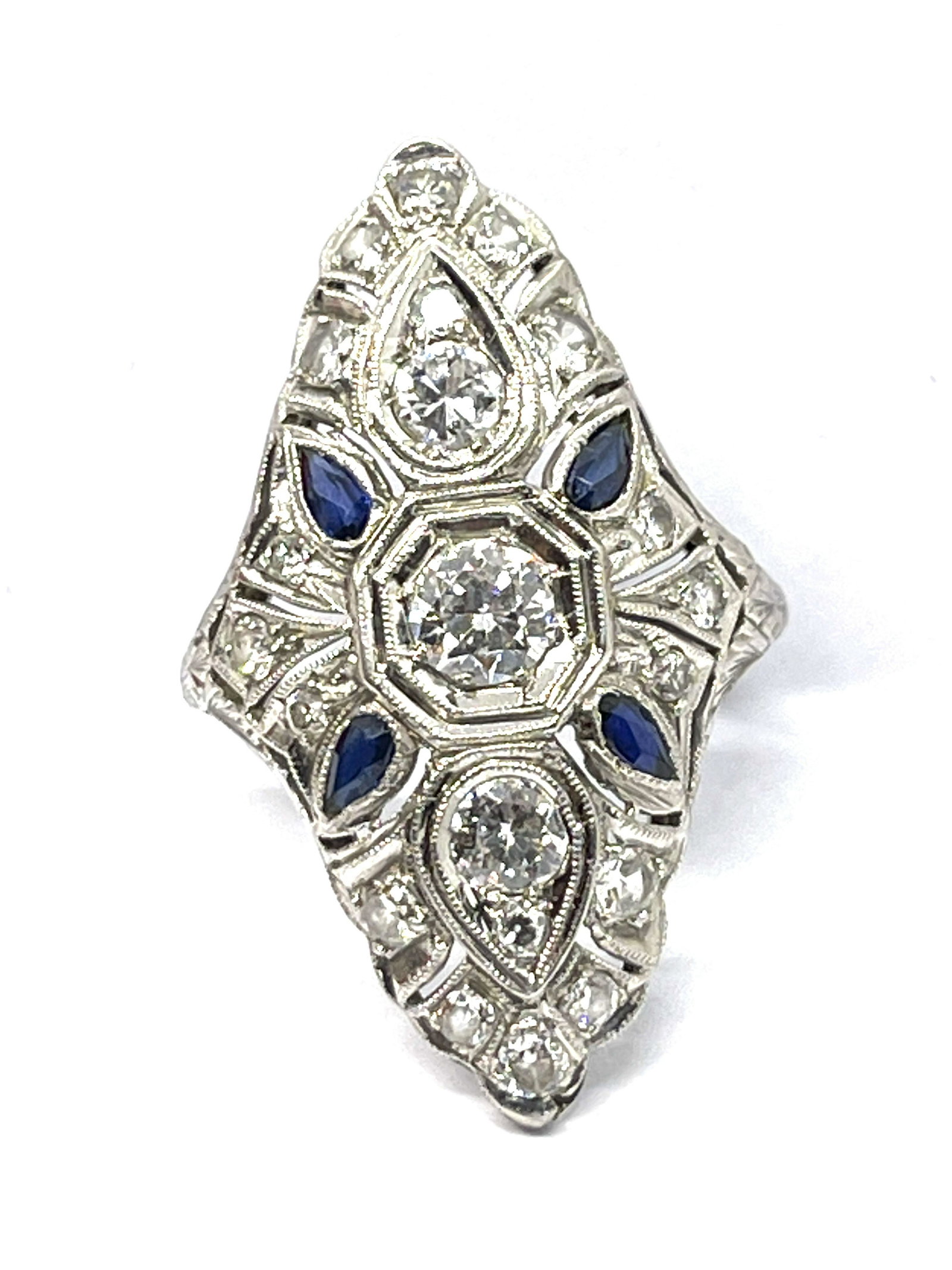 ART DECO PLATINUM 1.40 TCW SI, G DIAMONDS & SAPPHIRES (1 of 6)