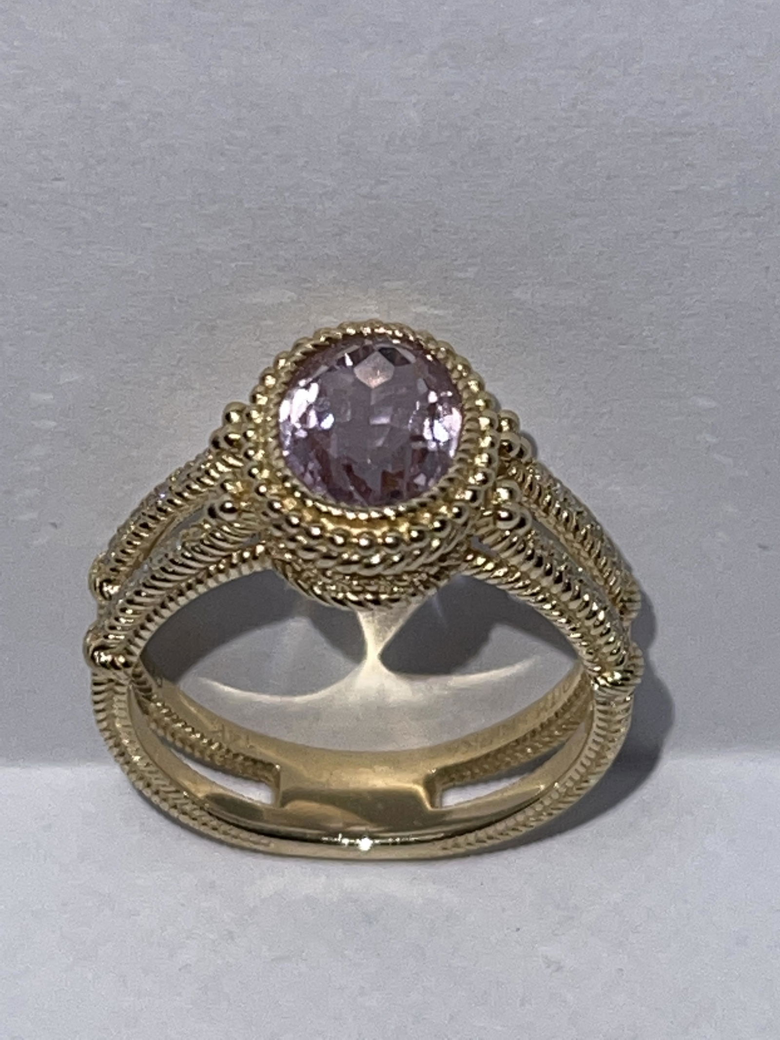 JUDITH RIPKA 14K GOLD 1 CT KUNZITE & DIAMOND RING SZ 6 (1 of 3)
