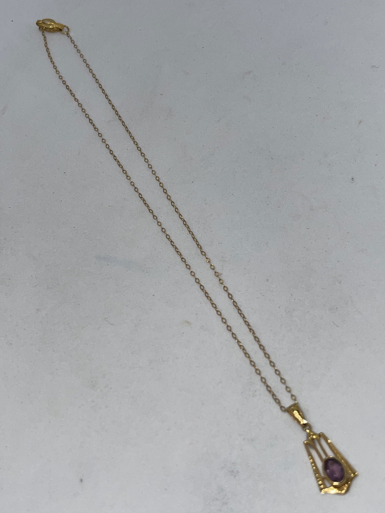 ART DECO 10K GOLD AMETHYST FILIGREE NECKLACE (1 of 3)