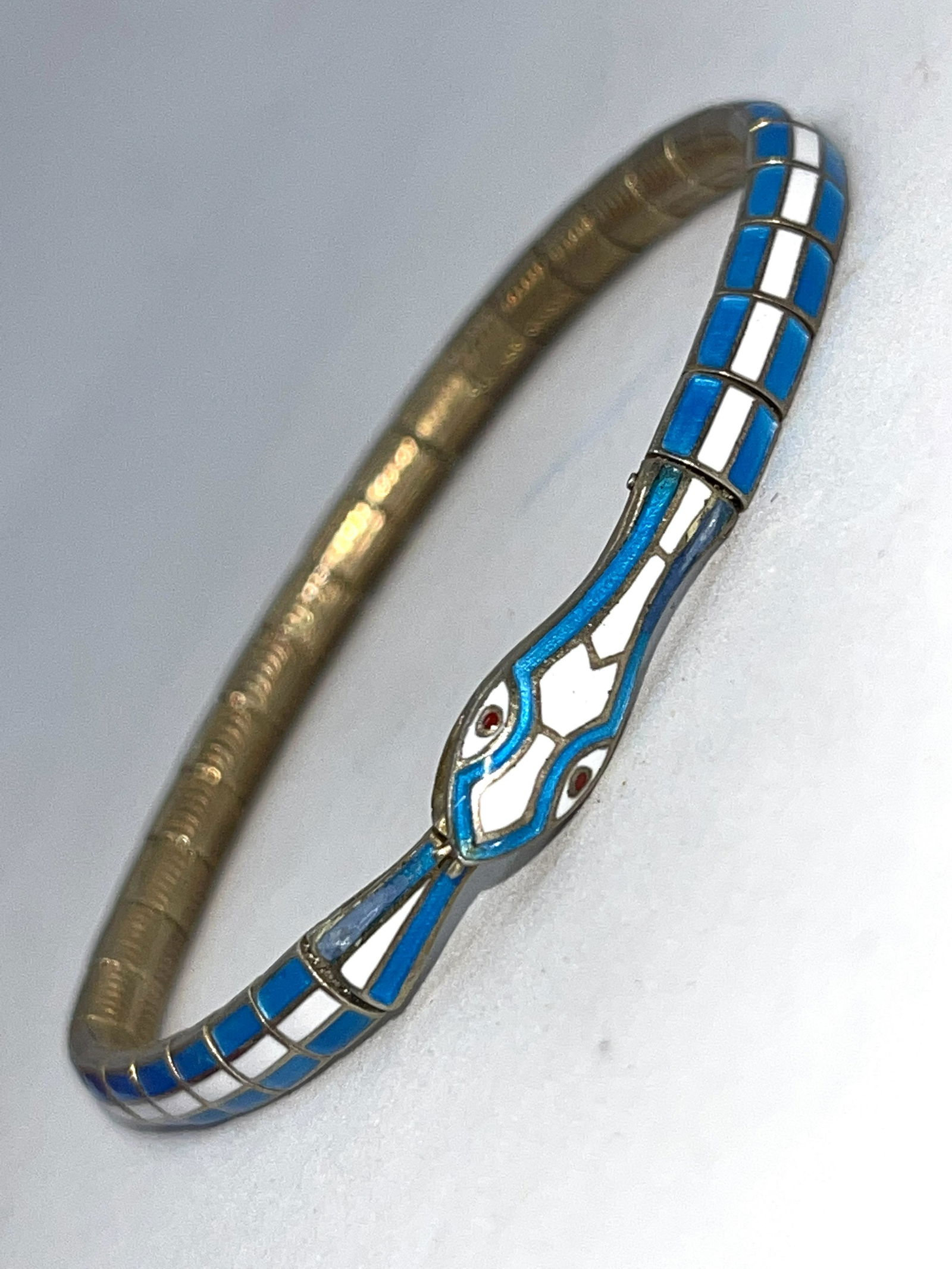 ESTATE STERLING SILVER ENEAMEL SNAKE BRACELET (1 of 6)