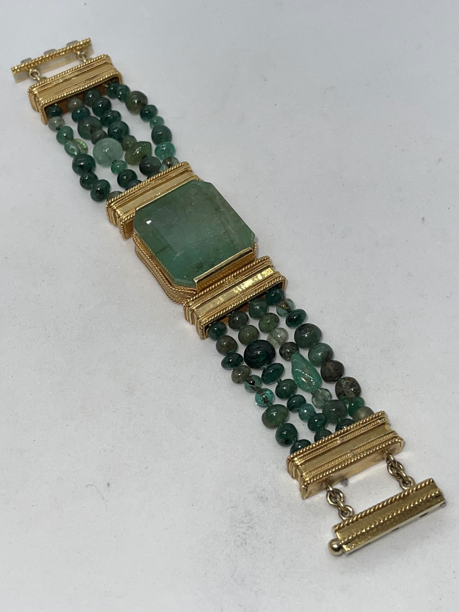 CERTIFIED 18K GOLD GENUINE EMERALD BRACELET $22,850 (1 of 6)