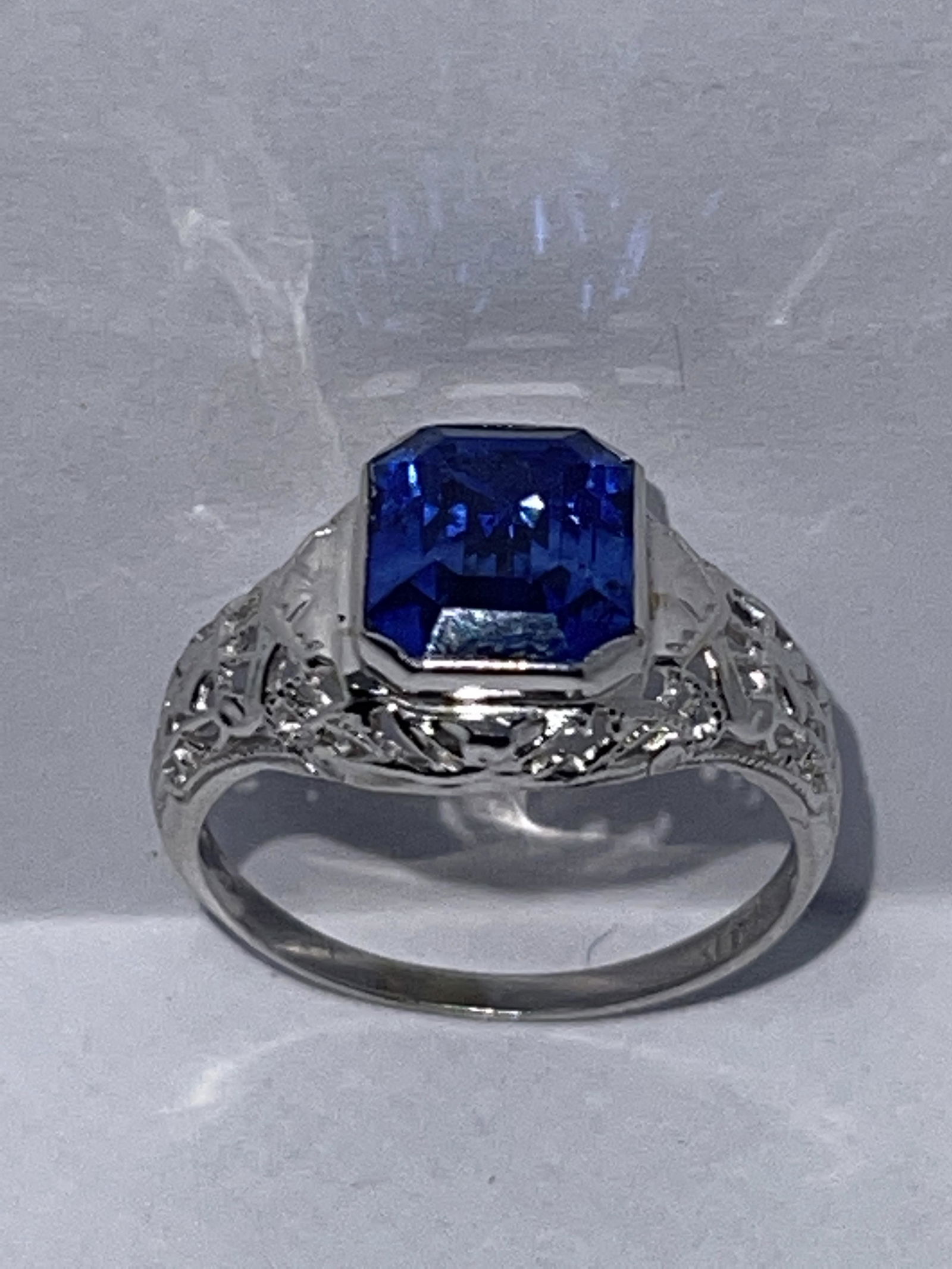 CERTIFIED 14K GOLD 2.30 CT ART DECO FILIGREE RING SZ 5 (1 of 5)