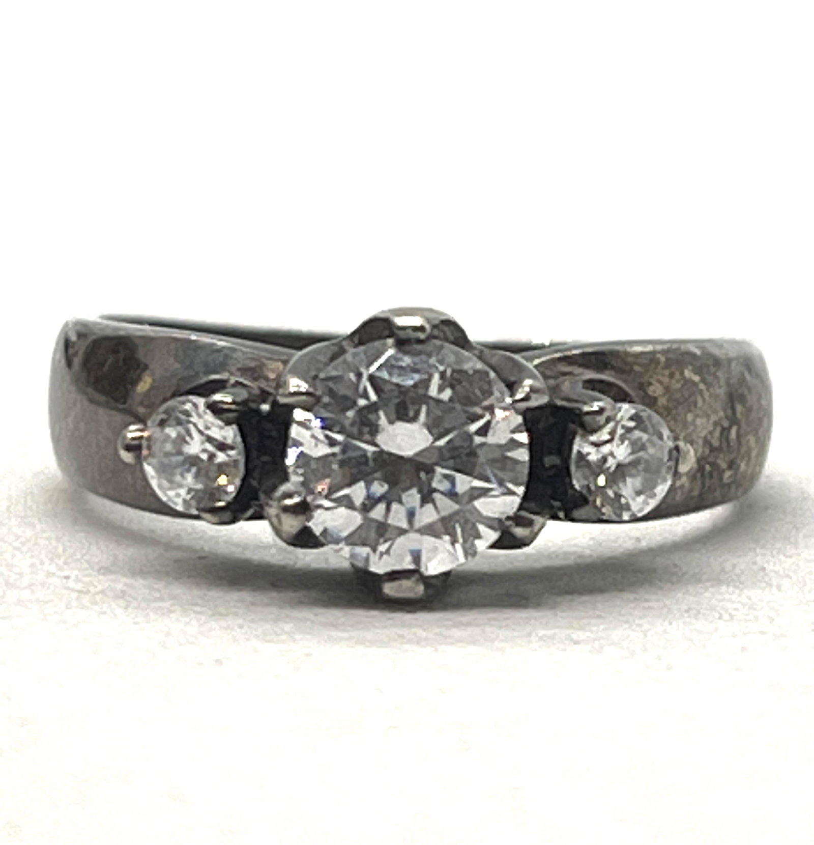 ART DECO STERLING SILVER PAST PRESENT FUTURE RING SZ 7 (1 of 3)