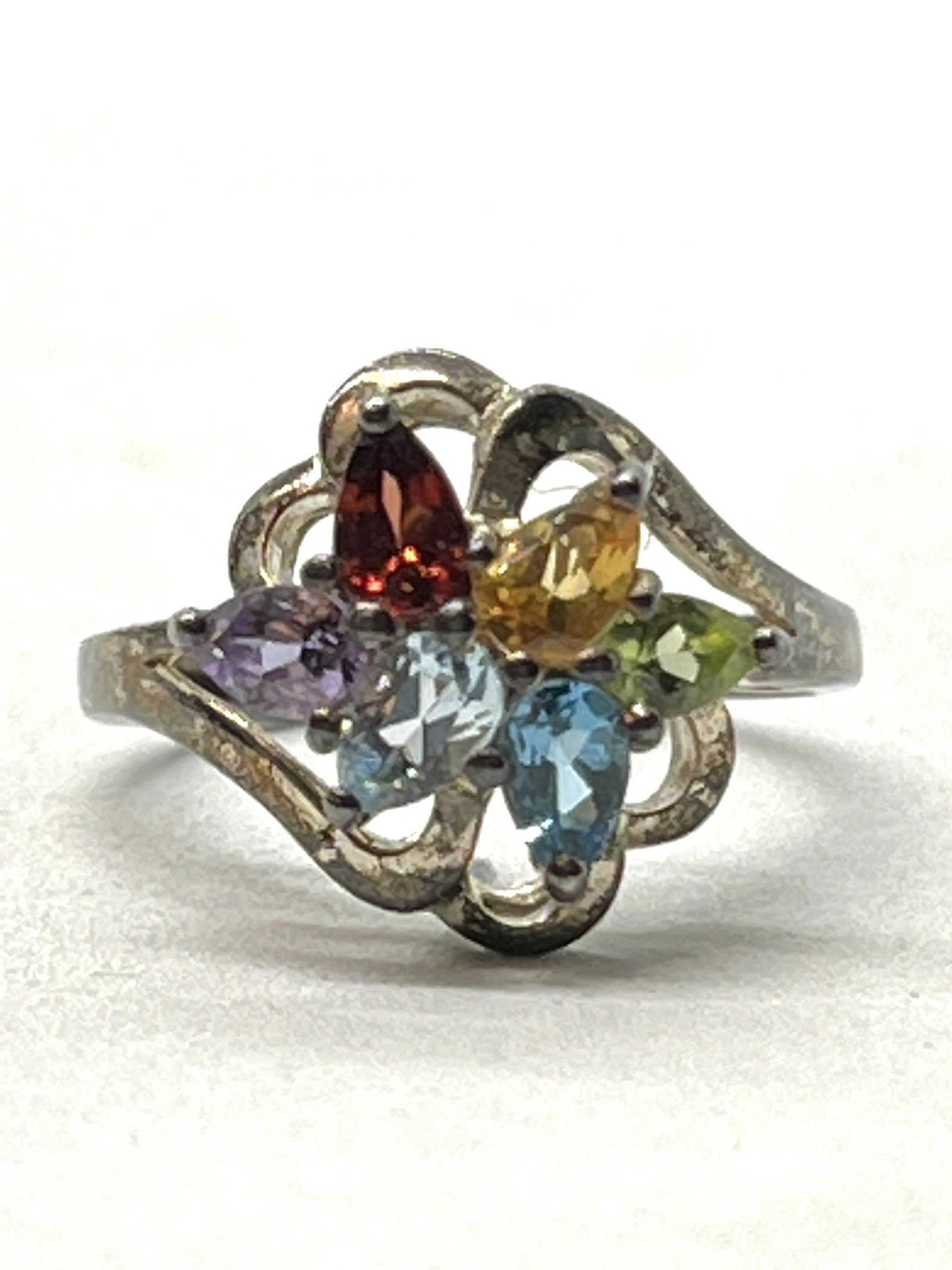 ESTATE STERLING SILVER MULTI-STONE COCKTAIL RING SZ 7 (1 of 3)