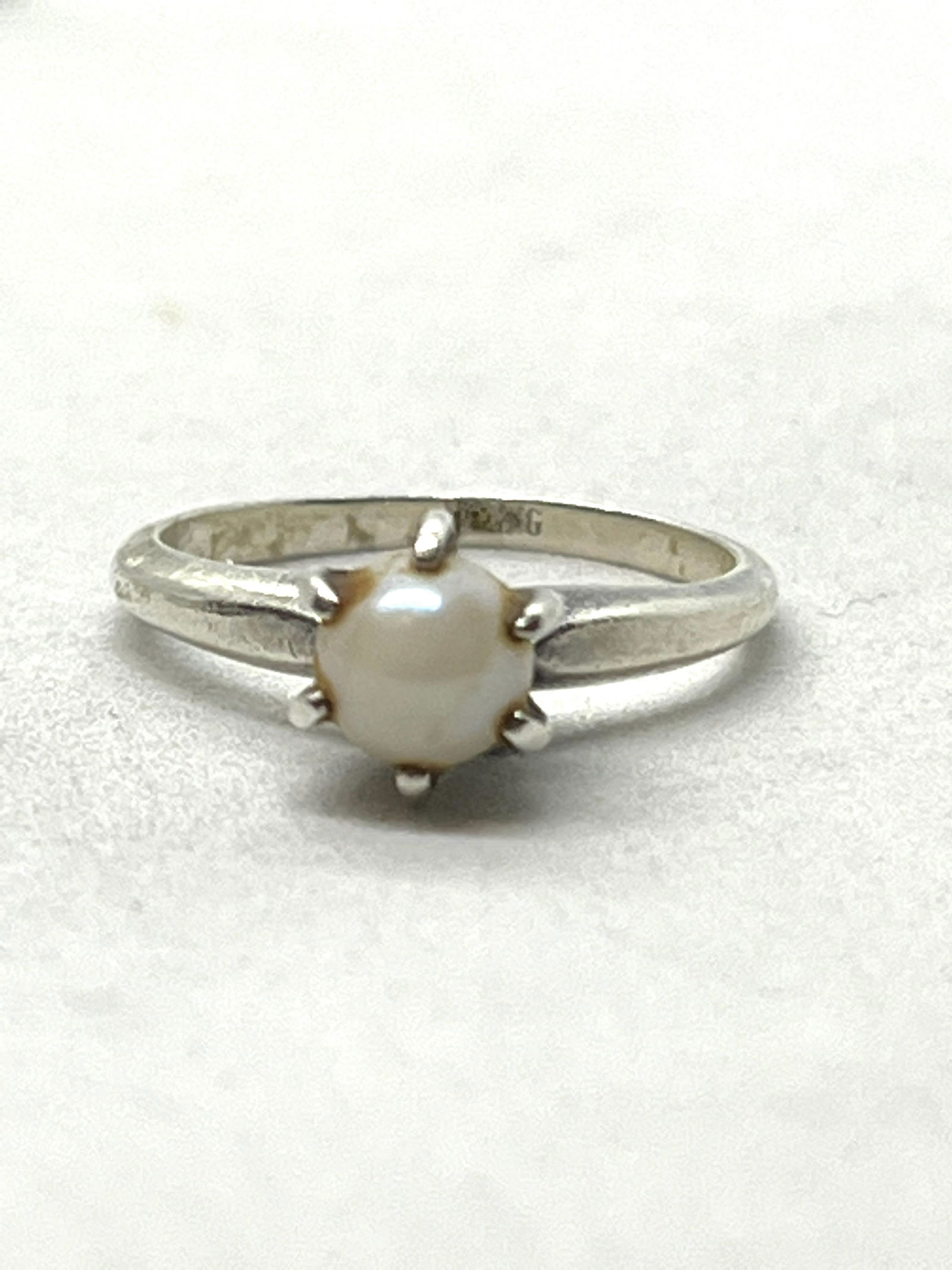 ESTATE STERLING SILVER MABE PEARL RING SZ 6 (1 of 2)