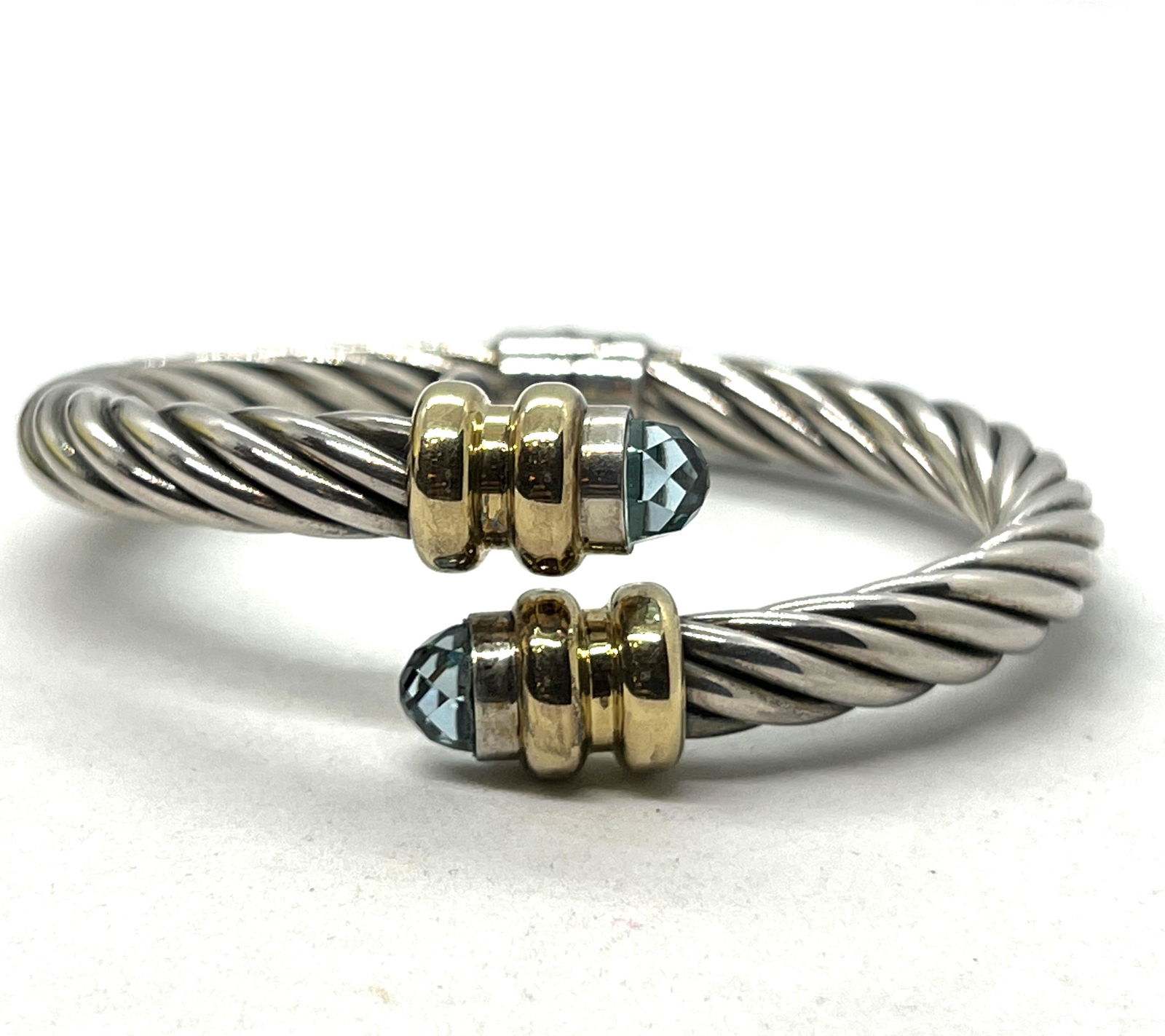 DAVID YURMAN STYLE 18K & STERLING AQUAMARINE CUFF (1 of 3)