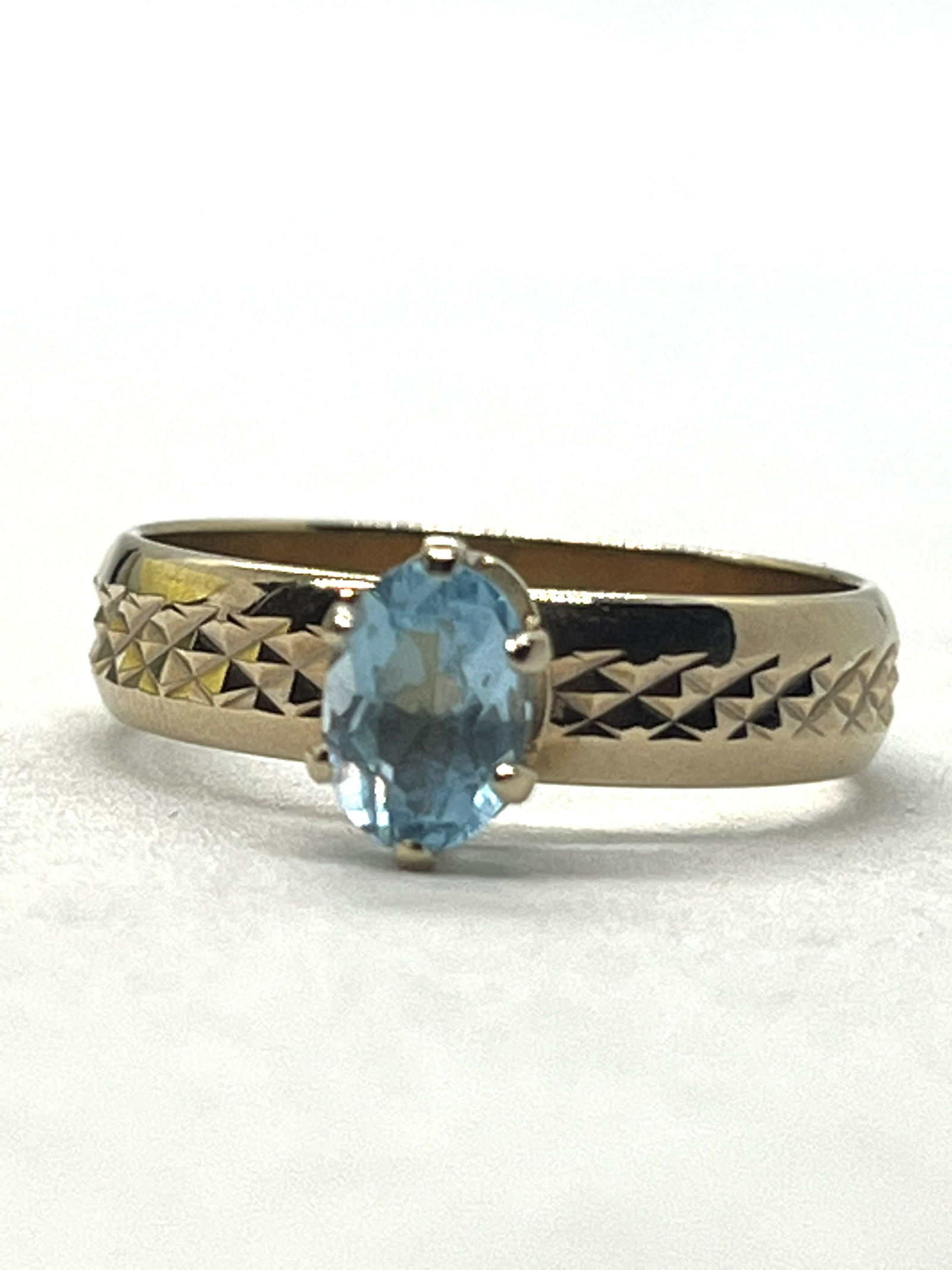 STERLING SILVER GOLD TONE BLUE STONE COCKTAIL RING SZ 7 (1 of 2)
