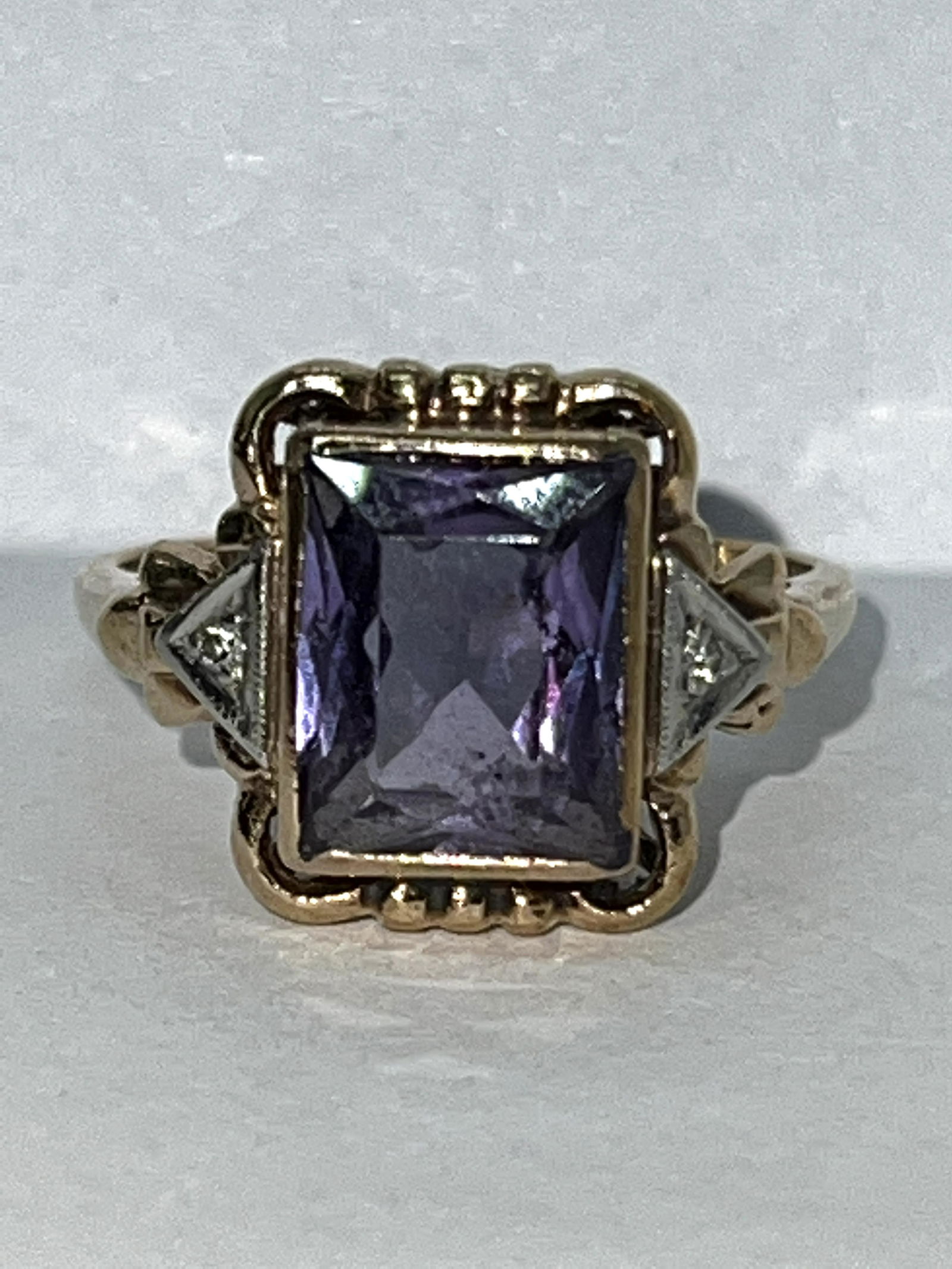 ART DECO 10K GOLD 3 CT MYSTIQUE TOPAZ RING SZ 7 (1 of 3)