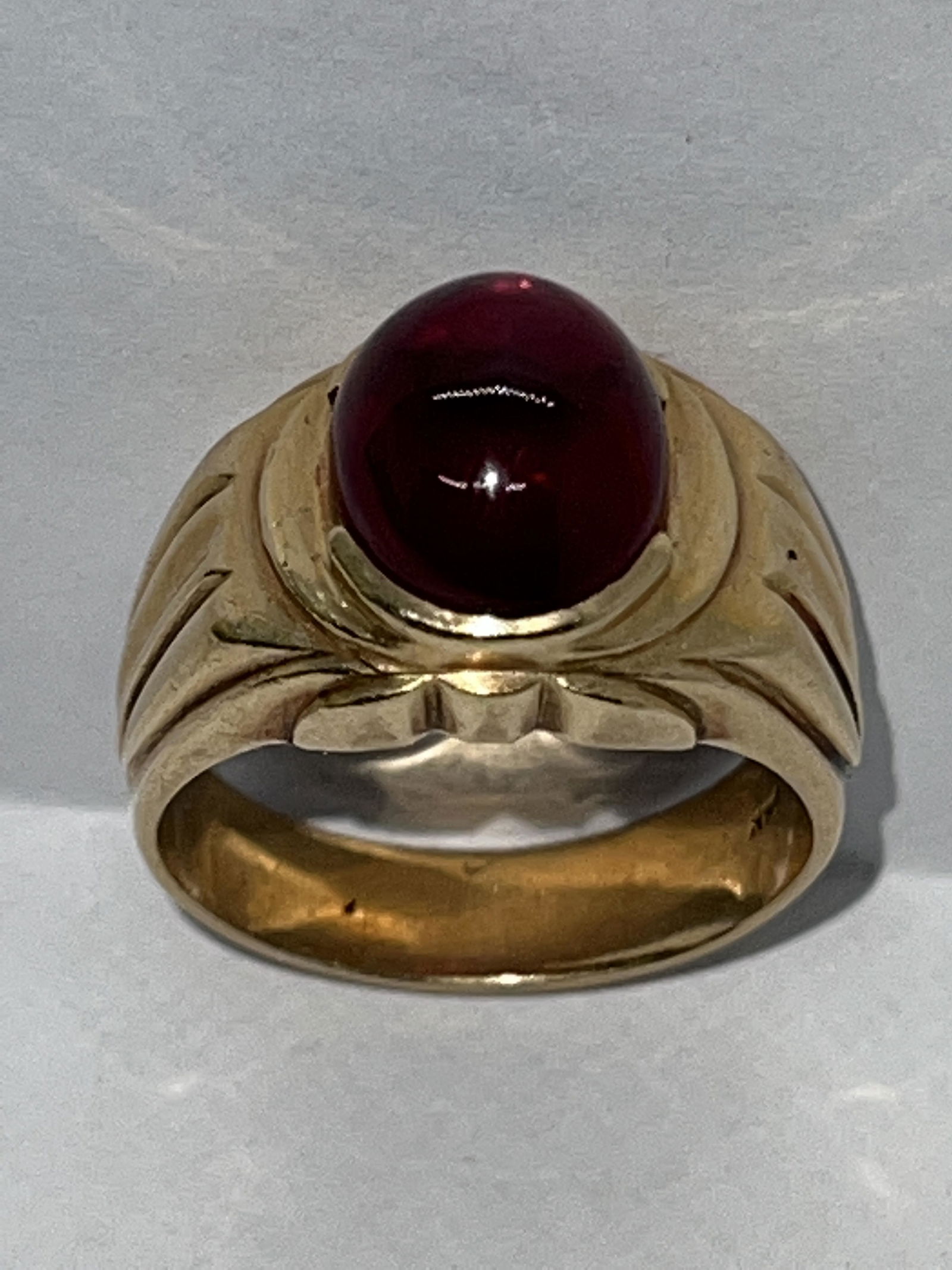 MENS 14K GOLD 3 CT RED RUBY RING SZ 9 (1 of 3)