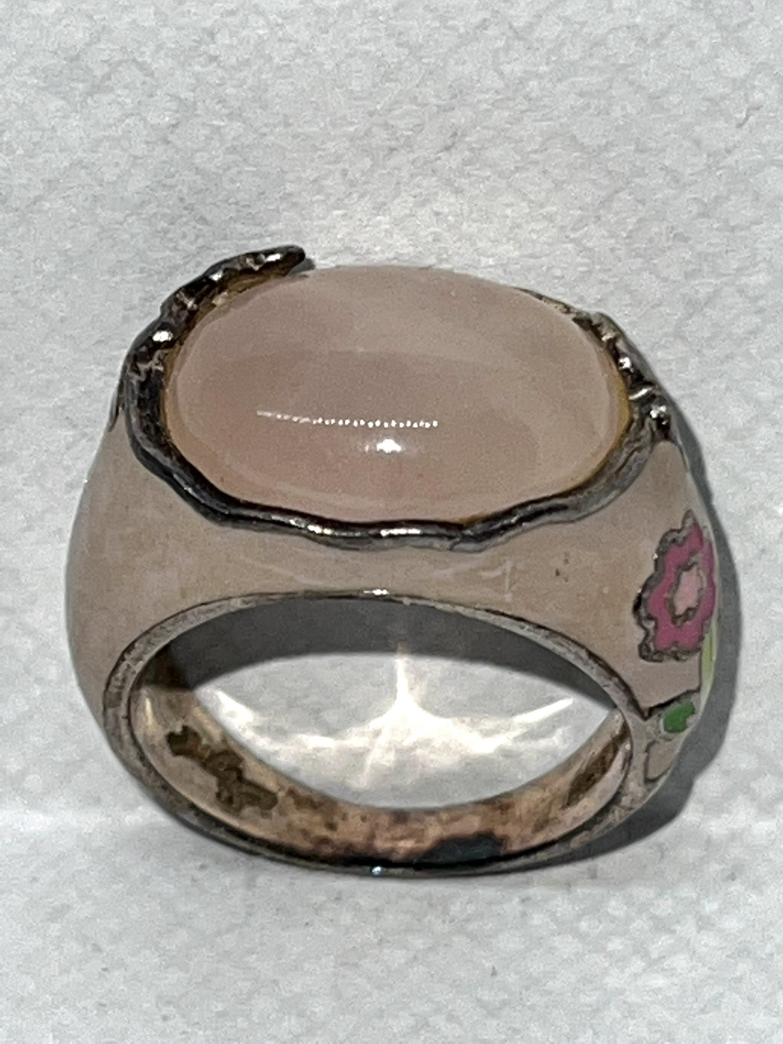 ARTSY STERLING SILVER ENAMELED FLORAL COCKTAIL RING SZ (1 of 3)