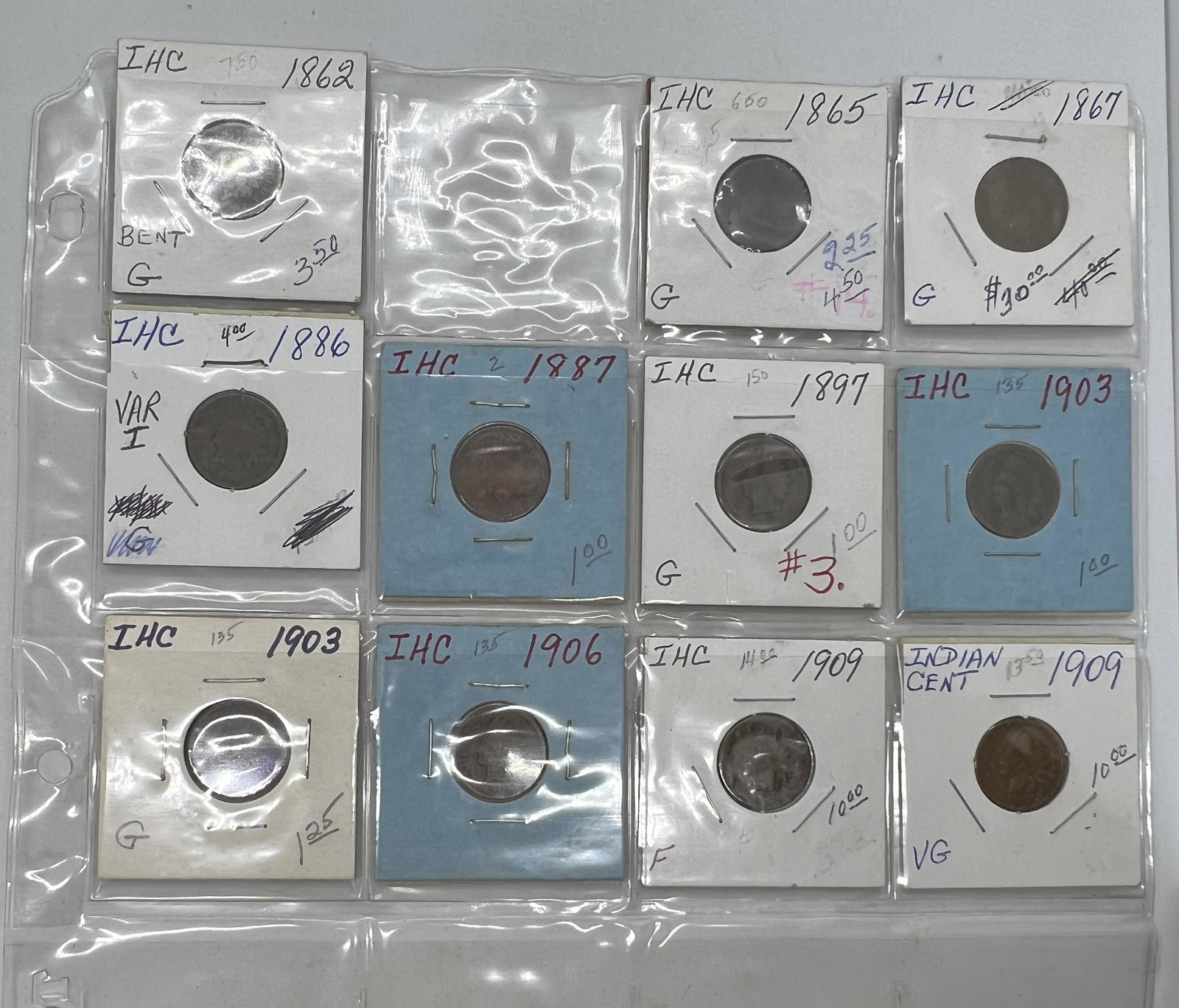 ESTATE LOT OF (11) U.S. COLLECTIBLE INDIAN HEAD PENNIES (1 of 4)