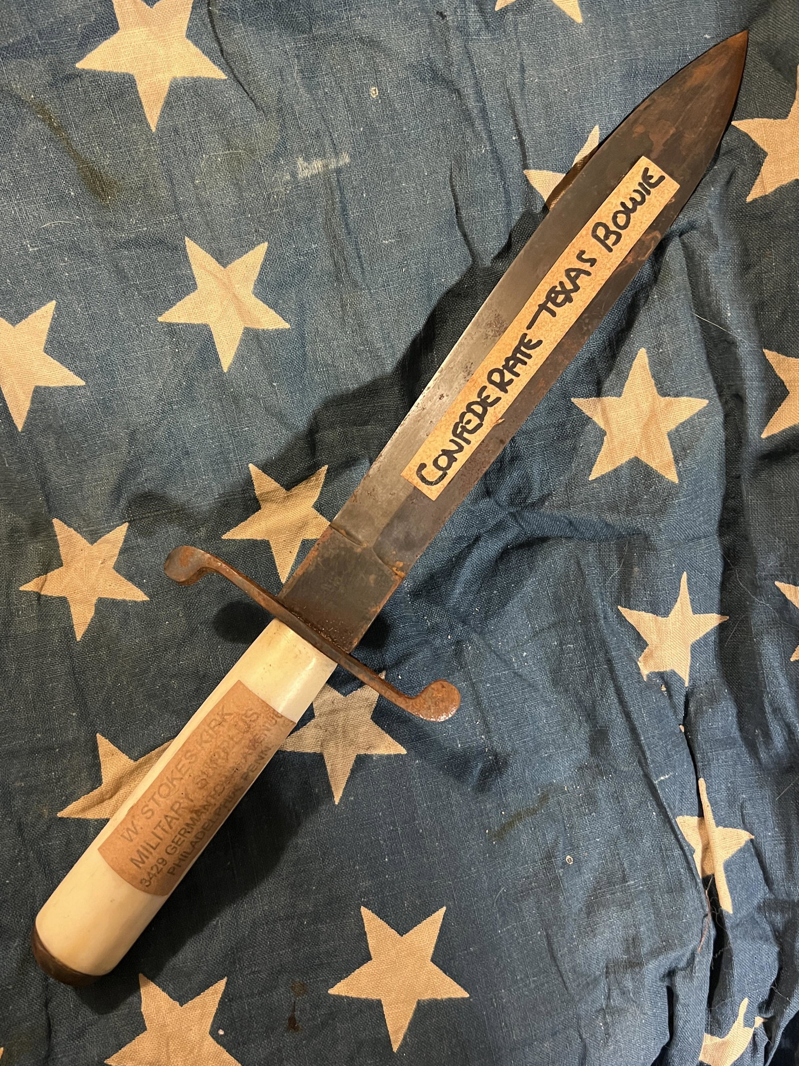 RARE CIVIL WAR BANNERMAN'S CONFEDERATE TX FIGHTING: RARE CIVIL WAR BANNERMAN'S CONFEDERATE TX FIGHTING KNIFE. HAS A BEAUTIFUL BONE HANDLE. PLEASE VIEW ALL DETAILED PICTURES. A RARE FIND AND AN EXCELLENT ADDITION TO YOUR COLLECTION.