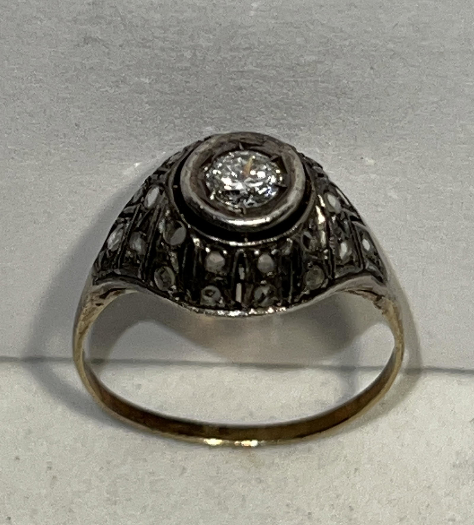 ANTIQUE ART DECO 14K GOLD 0.30 CT DIAMOND FILIGREE RING (1 of 4)