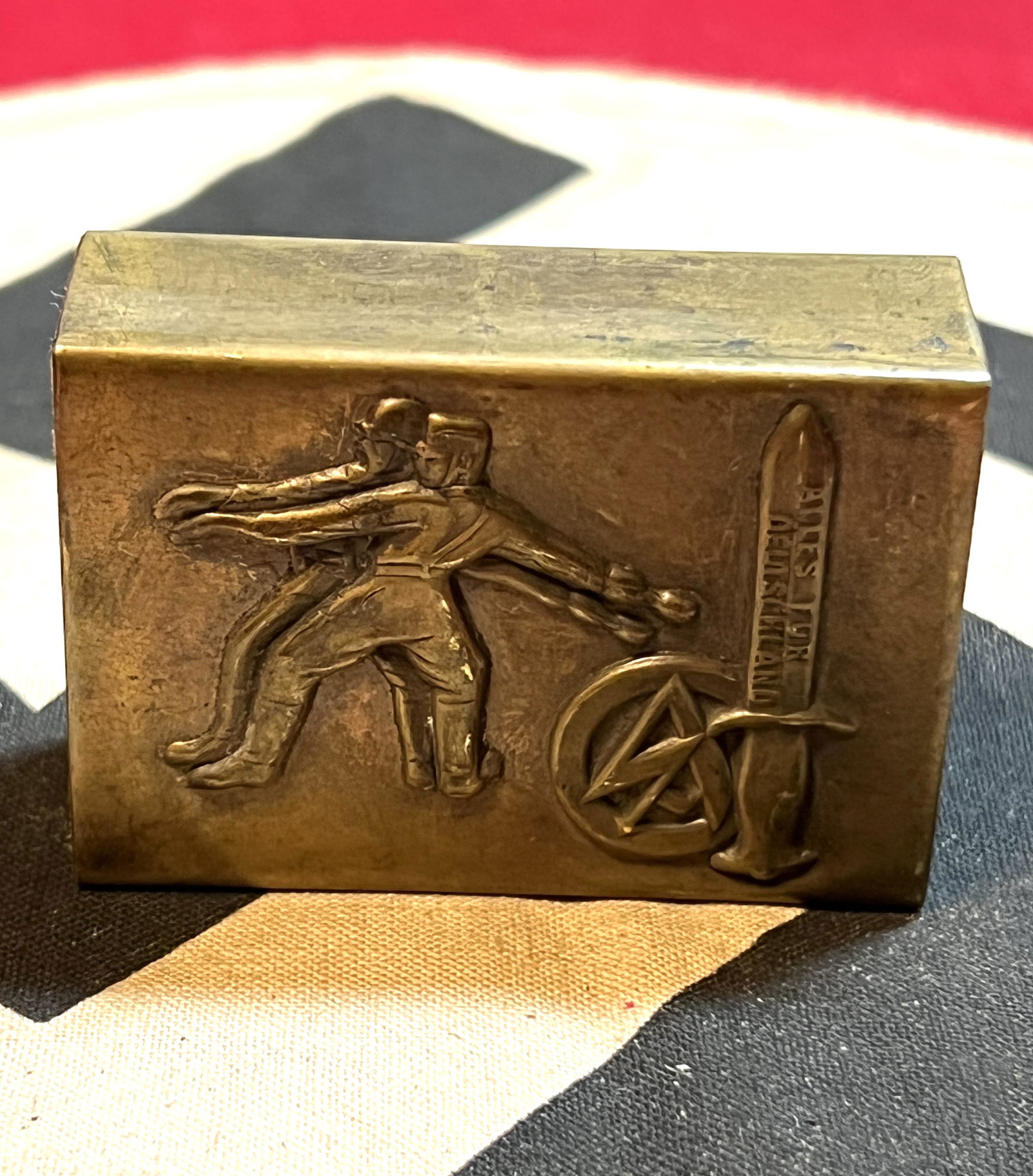 WW2 NAZI GERMAN SA MATCHBOX CASE: WW2 NAZI GERMAN SA MATCHBOX CASE. A RARE FIND. IT IS IN MINT OVERALL SHAPE AND CONDITION WITH A BEAUTIFUL OVERALL PATINA. A GREAT FIND AND AN EXCELLENT ADDITION TO YOUR COLLECTION.