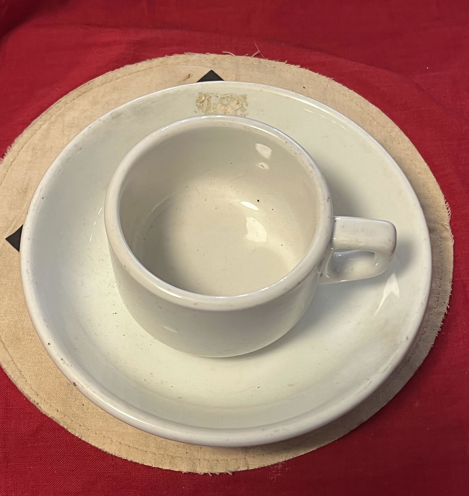 RARE WW2 GERMAN WAFFEN SS MARKED TEA CUP SET: RARE WW2 GERMAN WAFFEN SS MARKED TEA CUP SET. A RARE FIND. IT IS IN MINT OVERALL SHAPE AND CONDITION WITH A BEAUTIFUL OVERALL PATINA. MAKER MARKED WITH SS MARKINGS ON THE BOTTOM. PLEASE VIEW ALL DETAI