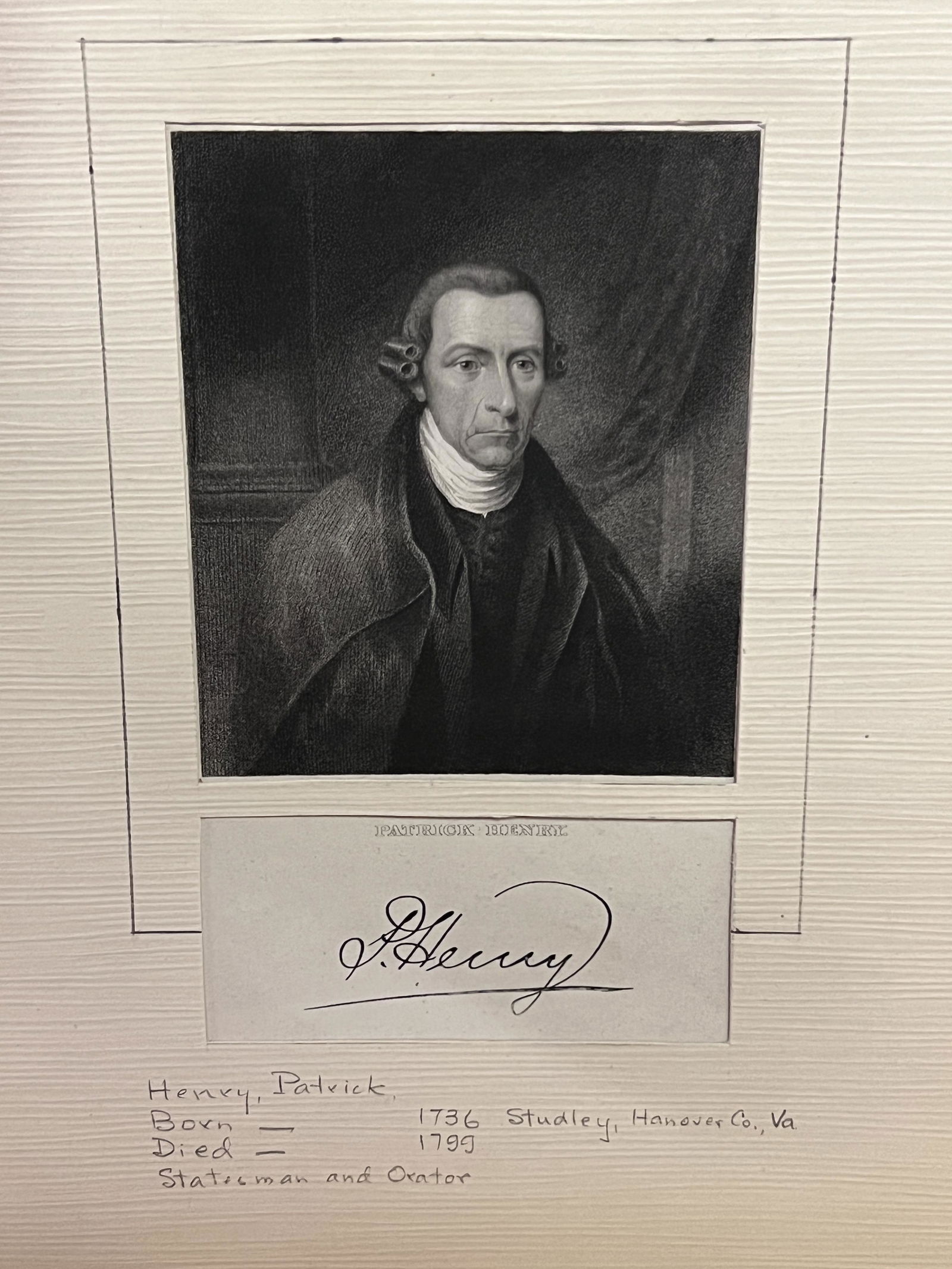HENRY PATRICK REVOLUTIONARY WAR ETCHING/PRINT (1 of 2)