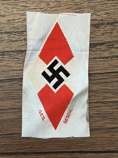 VET BRING BACK WW2 GERMAN HITLER YOUTH DIAMOND SLEEVE PATCH: VET BRING BACK WW2 GERMAN HITLER YOUTH DIAMOND SLEEVE PATCH WITH RZM TAG ON THE BACK. A RARE FIND. IT IS IN MINT OVERALL SHAPE AND CONDITION WITH A BEAUTIFUL OVERALL PATINA. HAS A GREAT LOOK TO IT