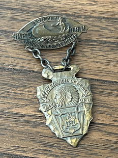 1922 NATIVE AMERICAN COUNCIL OF PA BADGE: 1922 NATIVE AMERICAN COUNCIL OF PA BADGE. A RARE FIND. IT IS IN MINT OVERALL SHAPE AND CONDITION. A GREAT FIND AND AN EXCELLENT ADDITION TO YOUR COLLECTION.