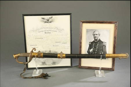 Ames 1852 Officer's Sword and 1855 Sgd Commission