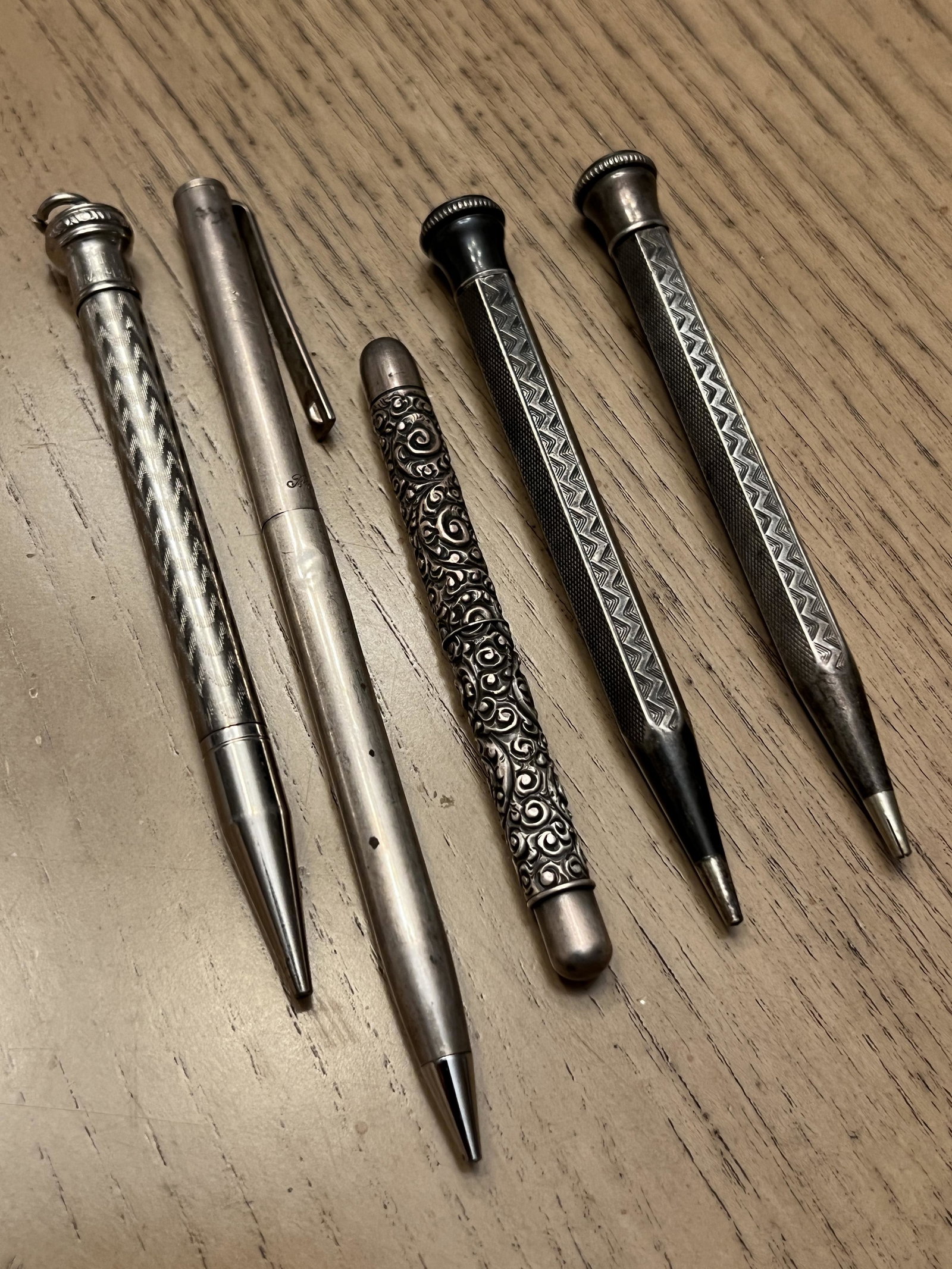 LOT OF (5) ANTIQUE STERLING SILVER PENS/PENCILS (1 of 4)