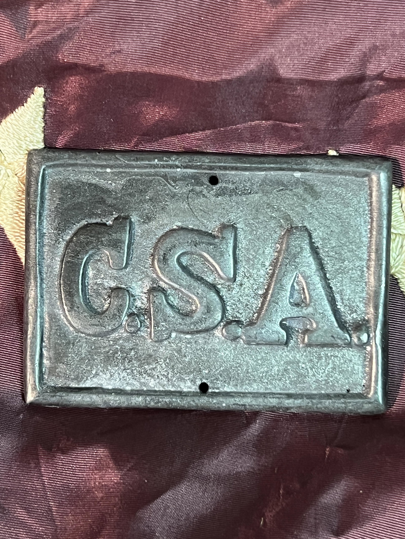 DATED 1863 CIVIL WAR CSA BELT PLATE: DATED 1863 CIVIL WAR CSA BELT PLATE. A RARE FIND. IT IS IN MINT OVERALL SHAPE AND CONDITION WITH A BEAUTIFUL OVERALL PATINA. A GREAT FIND AND AN EXCELLENT ADDITION TO YOUR COLLECTION.
