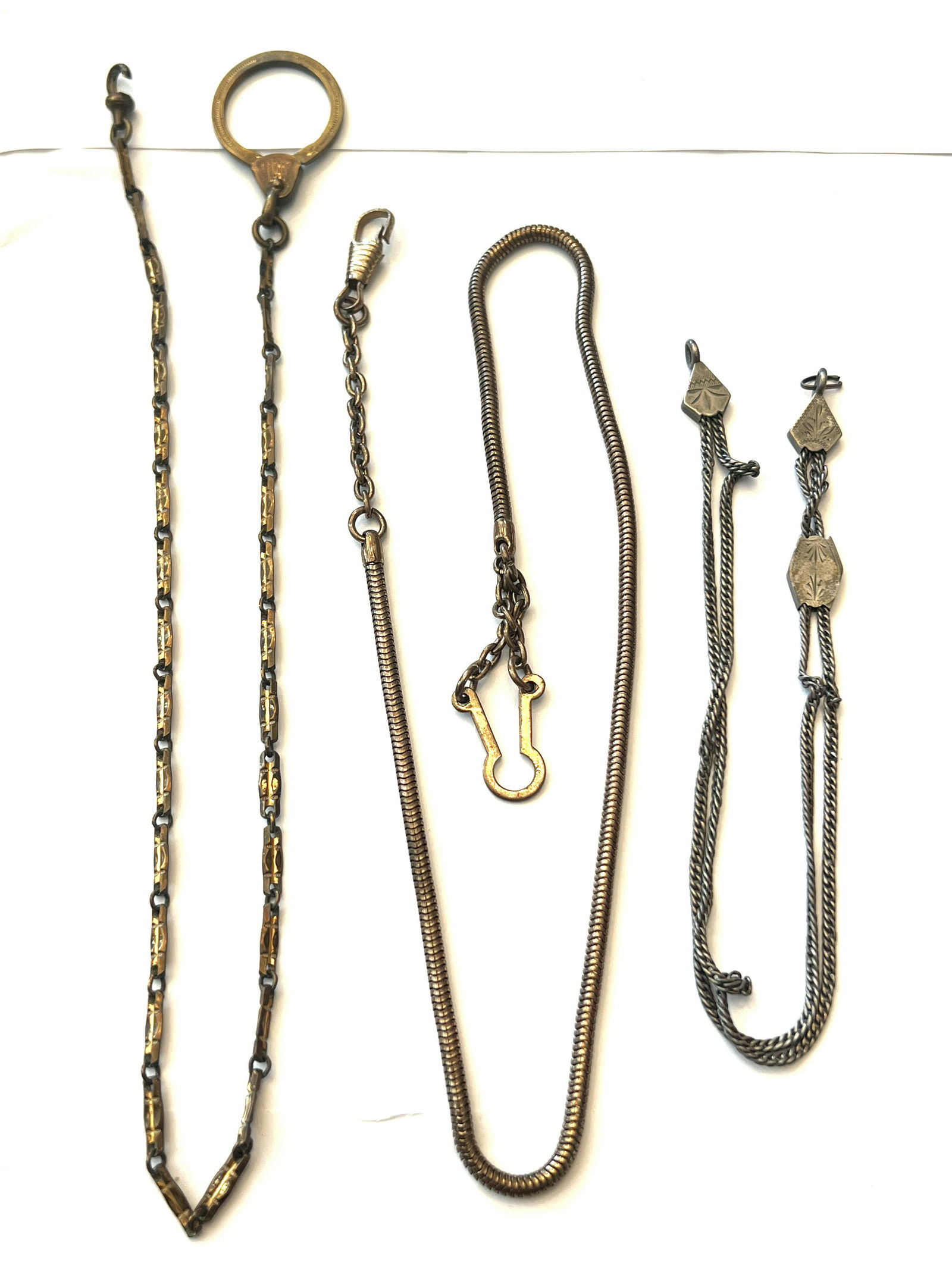 ESTATE LOT OF (3) VICTORIAN GOLD FILLED POCKET WATCH CHAINS (1 of 4)