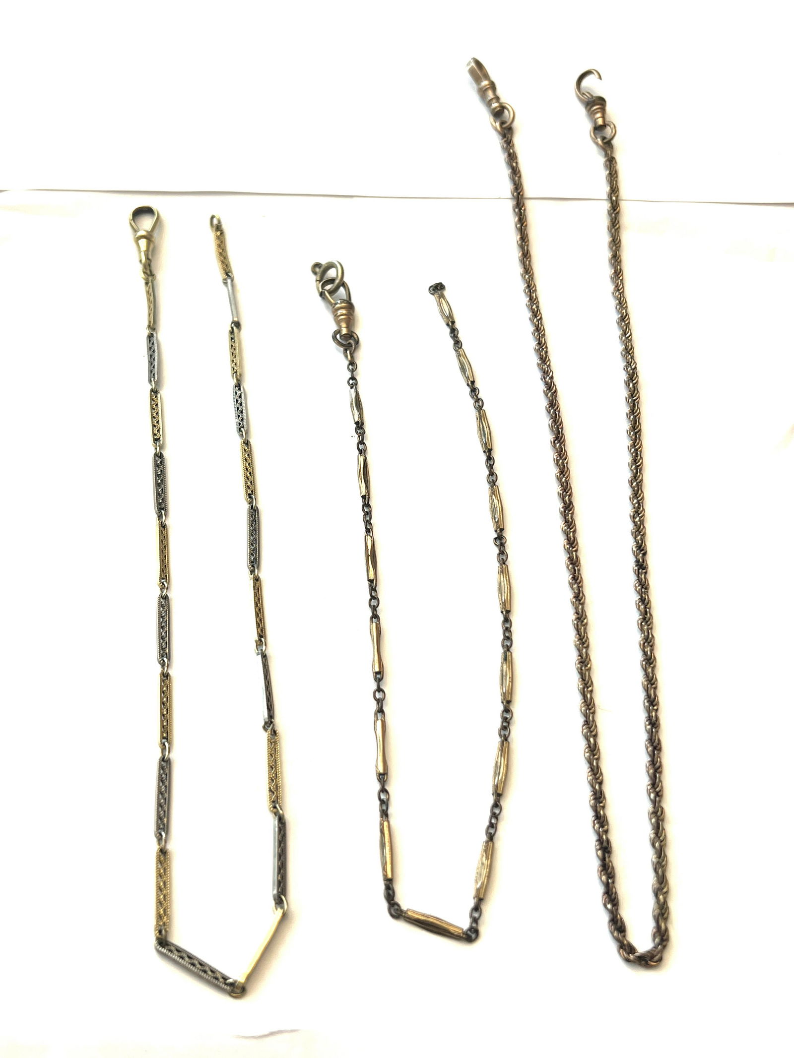 ESTATE LOT OF (3) VICTORIAN GOLD FILLED POCKET WATCH CHAINS (1 of 5)