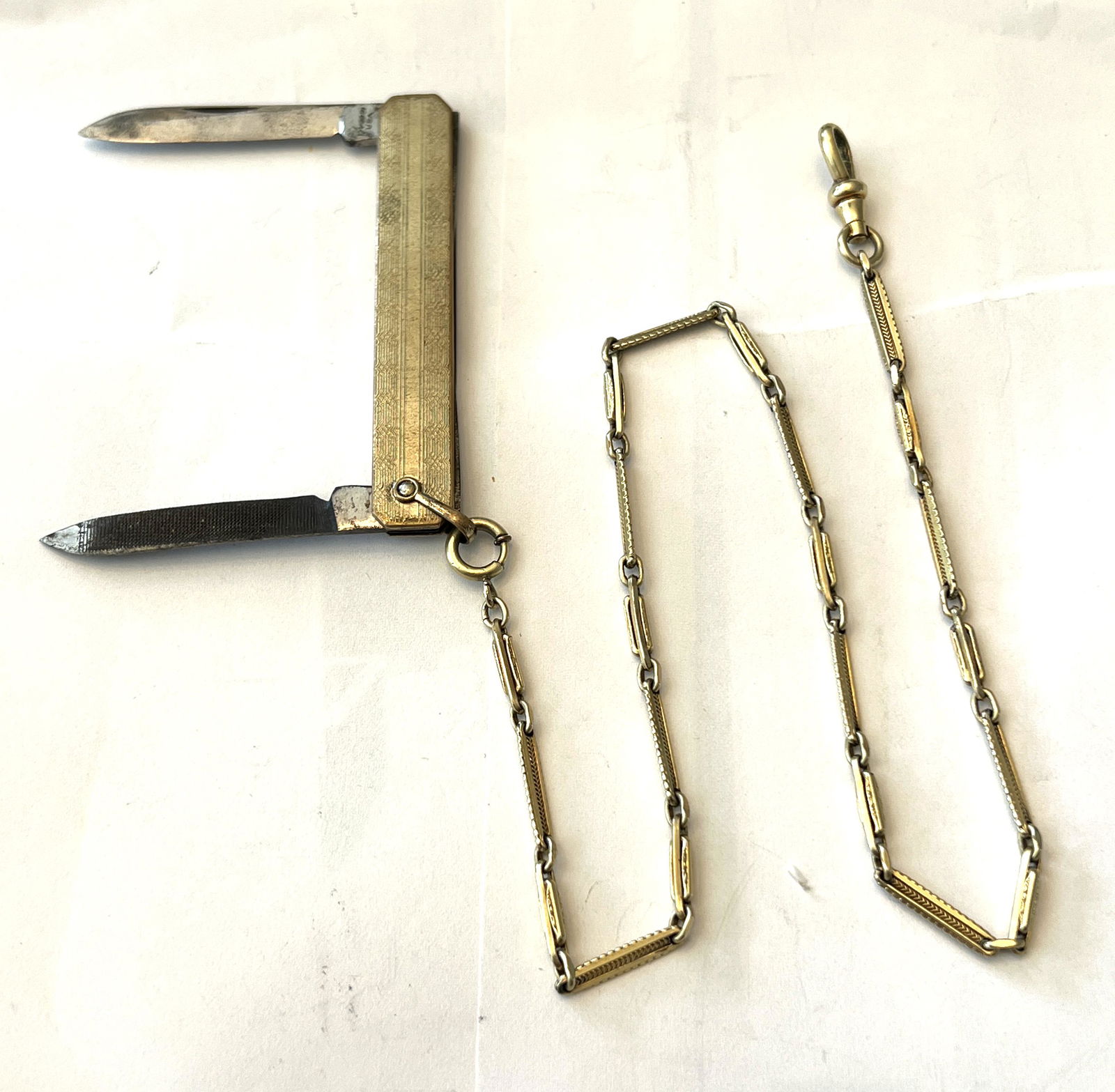 VICTORIAN GOLD FILLED POCKET WATCH CHAIN FOB WITH POCKET KNIFE (1 of 3)