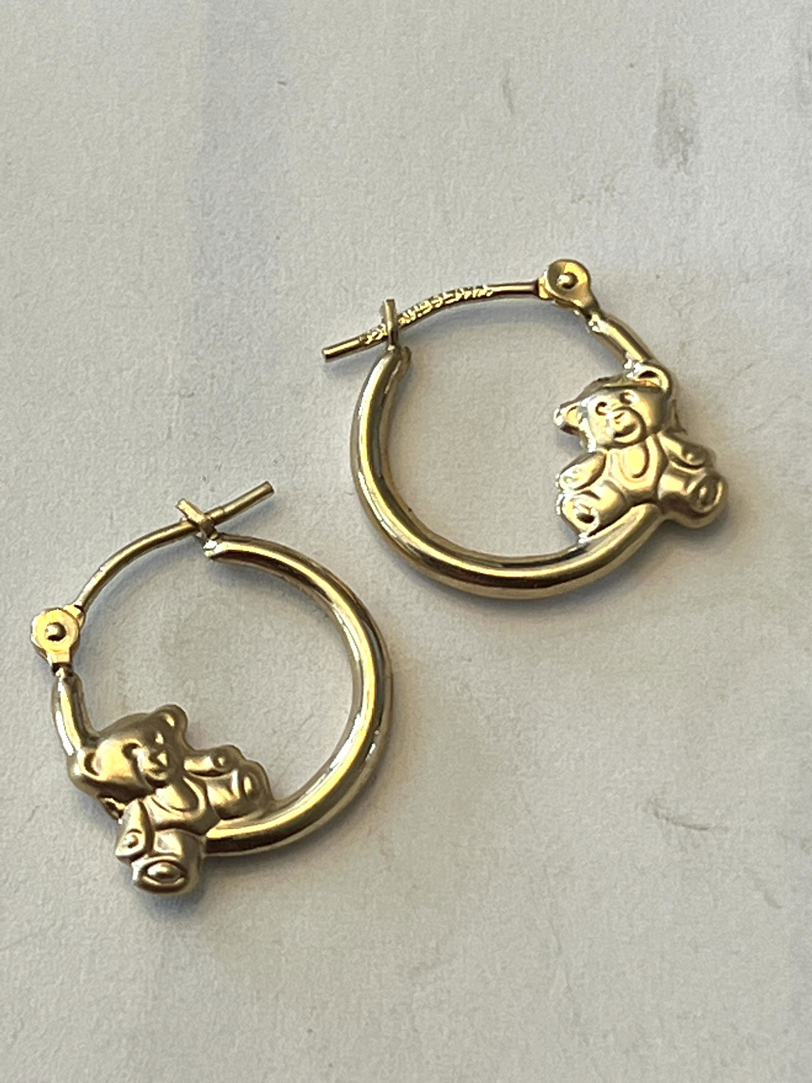 14K GOLD TEDDY BEAR HOOP EARRINGS (1 of 3)