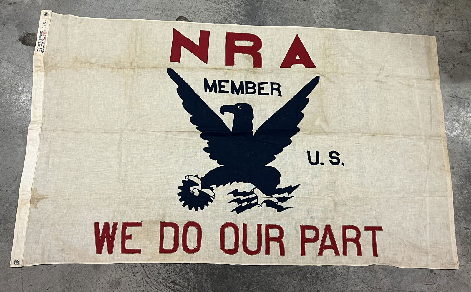 EARLY U.S. NRA MEMBER "WE DO OUR PART" FLAG 3'X5' (1 of 6)
