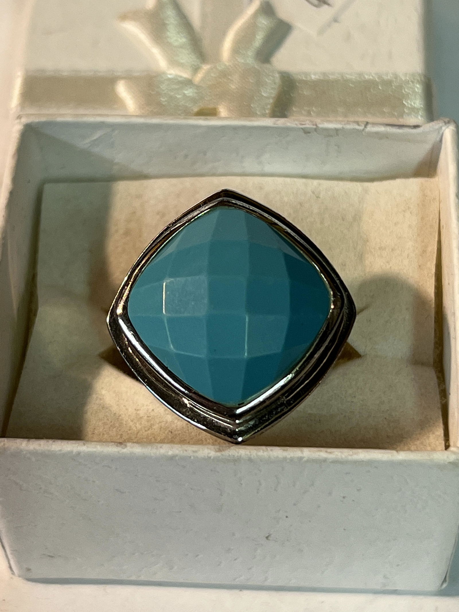 DESIGNER ELLE STERLING SILVER TURQUOISE RING SZ 6.5 (1 of 5)
