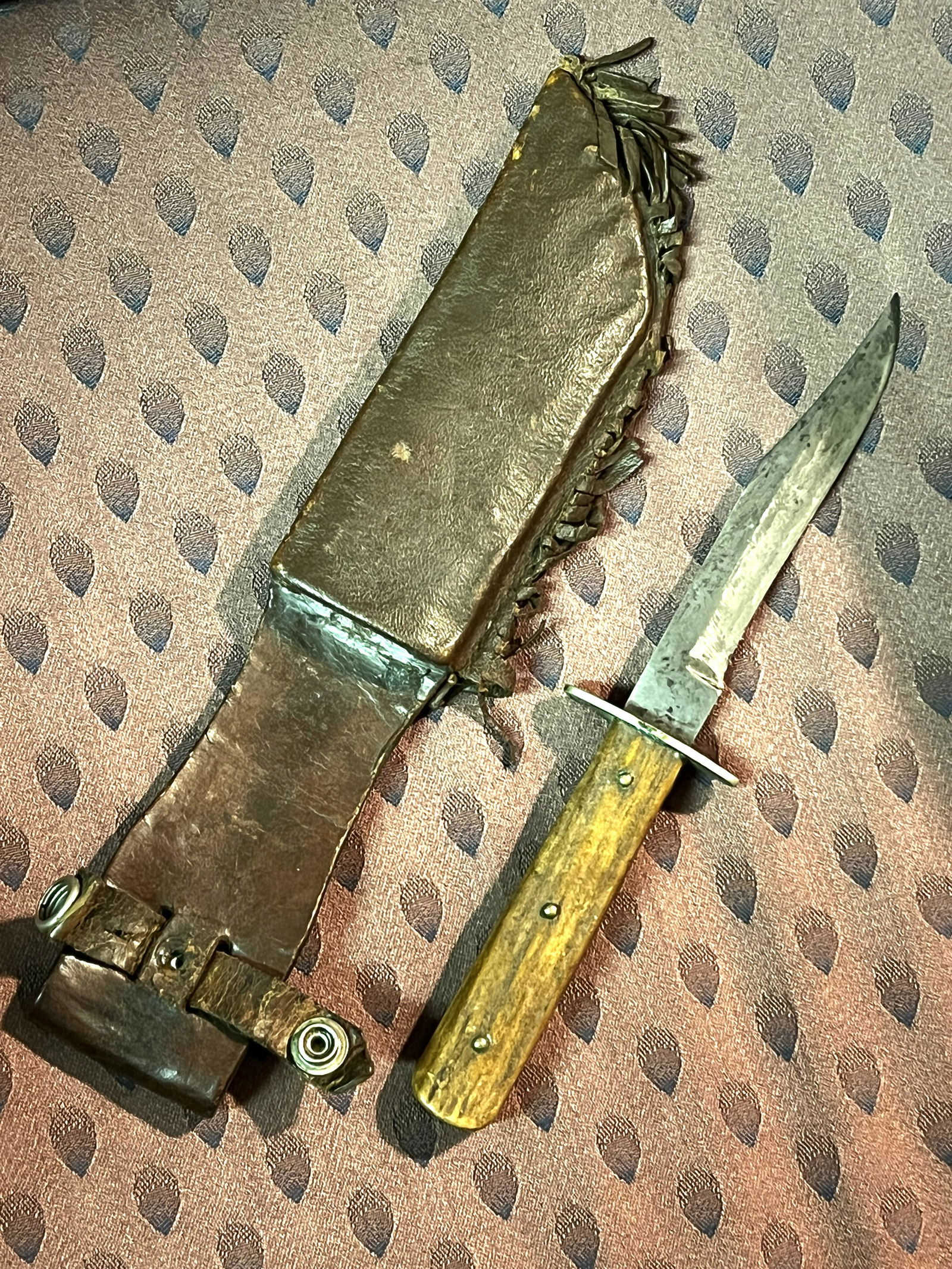 CIVIL WAR IVER JOHNSON S.G. CO BOSTON WARRIOR FIGHTING KNIFE W/SHEATH (1 of 6)