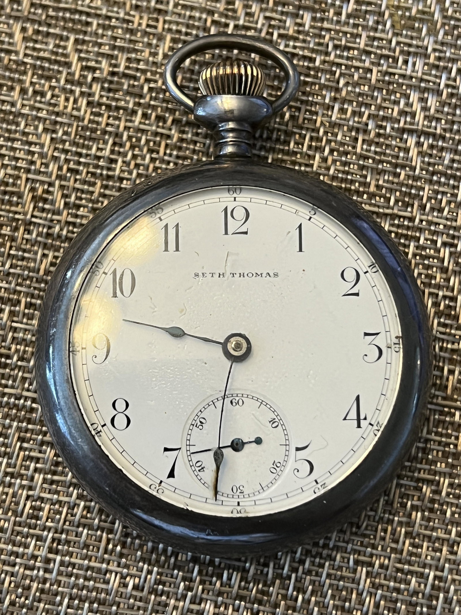 ANTIQUE SETH THOMAS FINE SILVER ELGIN POCKET WATCH (1 of 6)
