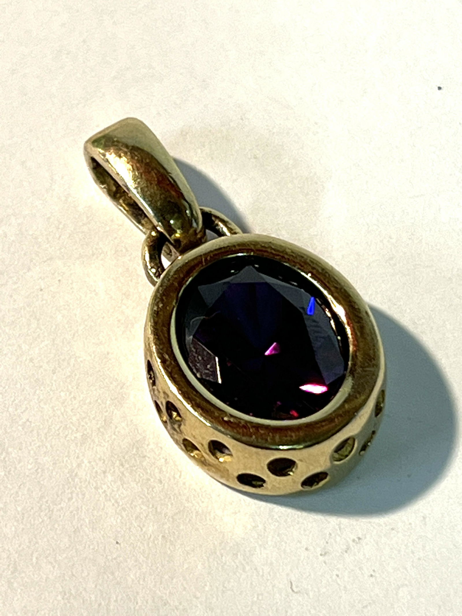 DESIGNER STERLING SILVER 4 CT AMETHYST PENDANT (1 of 3)