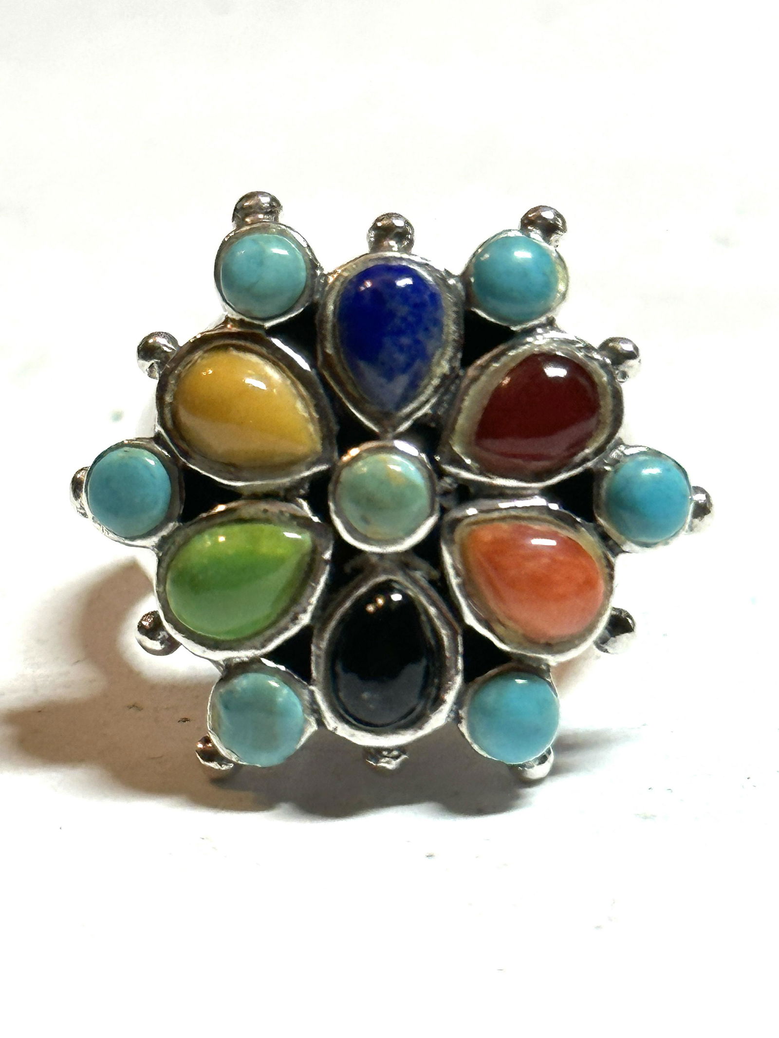 STERLING SILVER MULTI-GEMSTONE COCKTAIL RING SZ 7 (1 of 3)