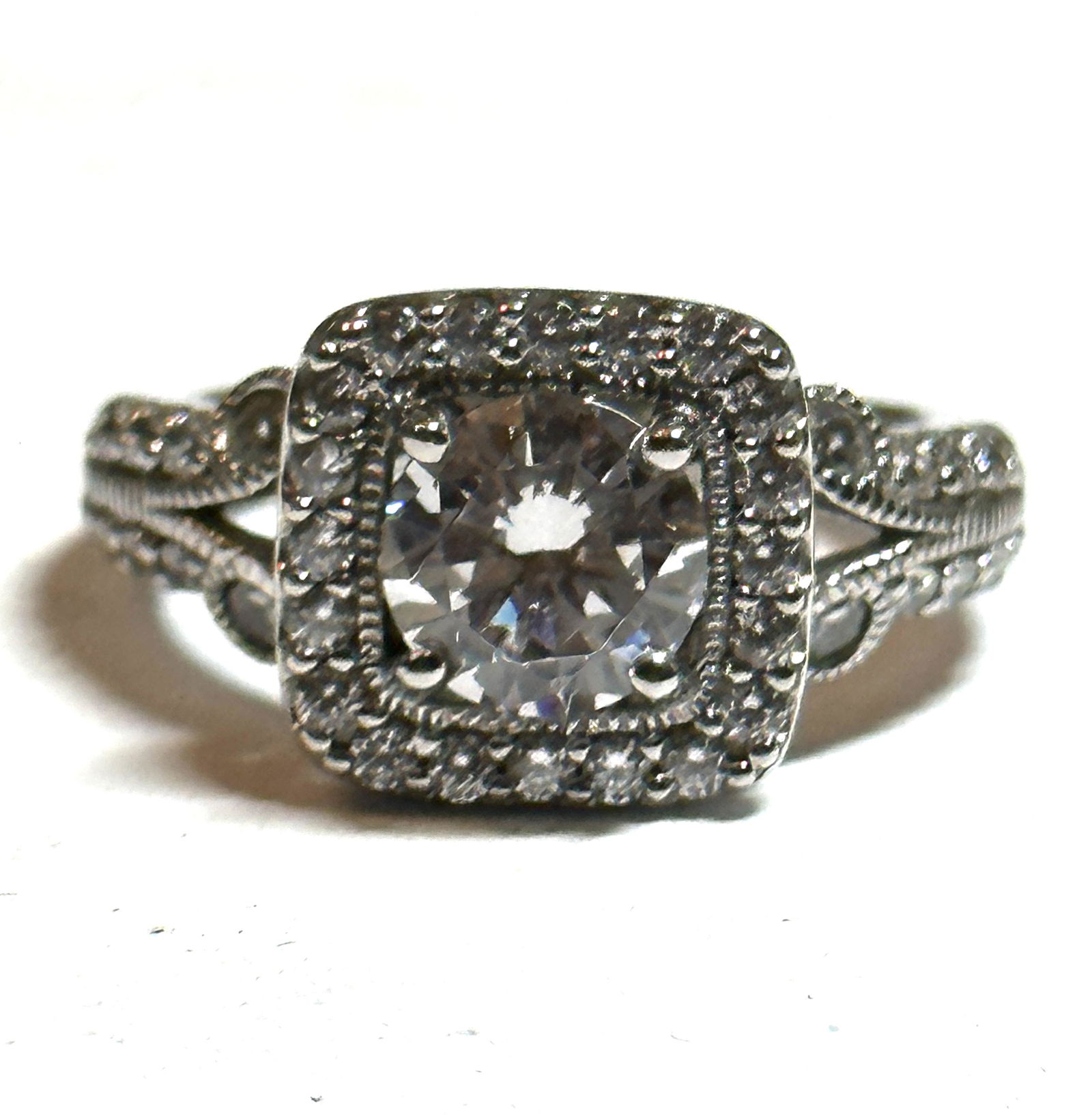 STERLING SILVER SOLITAIRE WEDDING RING SZ 6.5 (1 of 3)