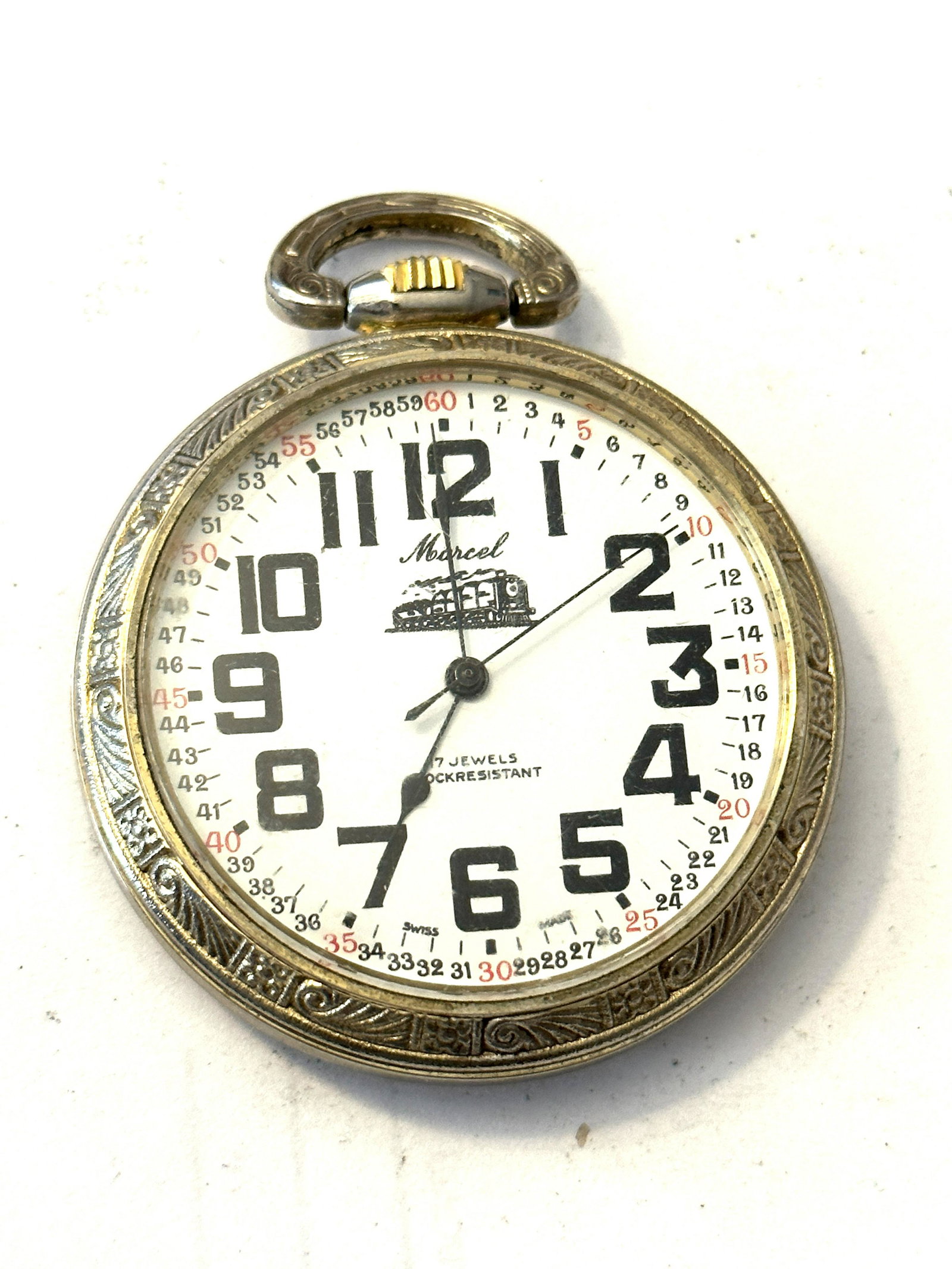 MARCEL 17J RAILROAD MENS POCKET WATCH (1 of 4)