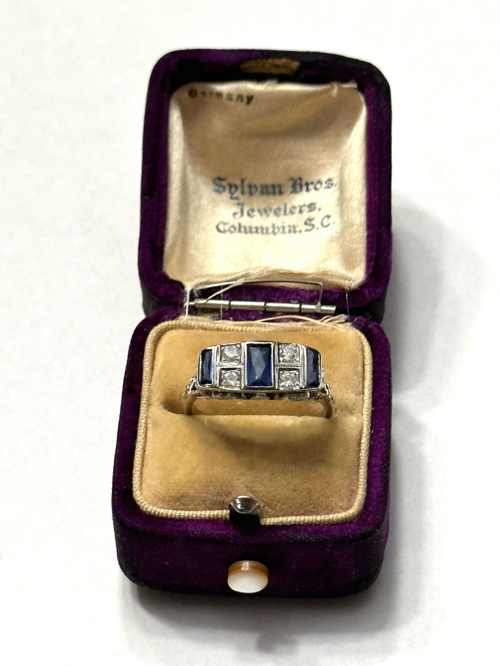 ART DECO 18K GOLD 1 TCW SAPPHIRES & DIAMONDS FILIGREE RING SZ 7 (1 of 6)