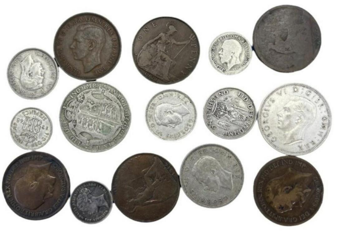 1921 AND 1943 BRITISH HALF CROWN WITH OTHER COINS COLLECTION (1 of 3)