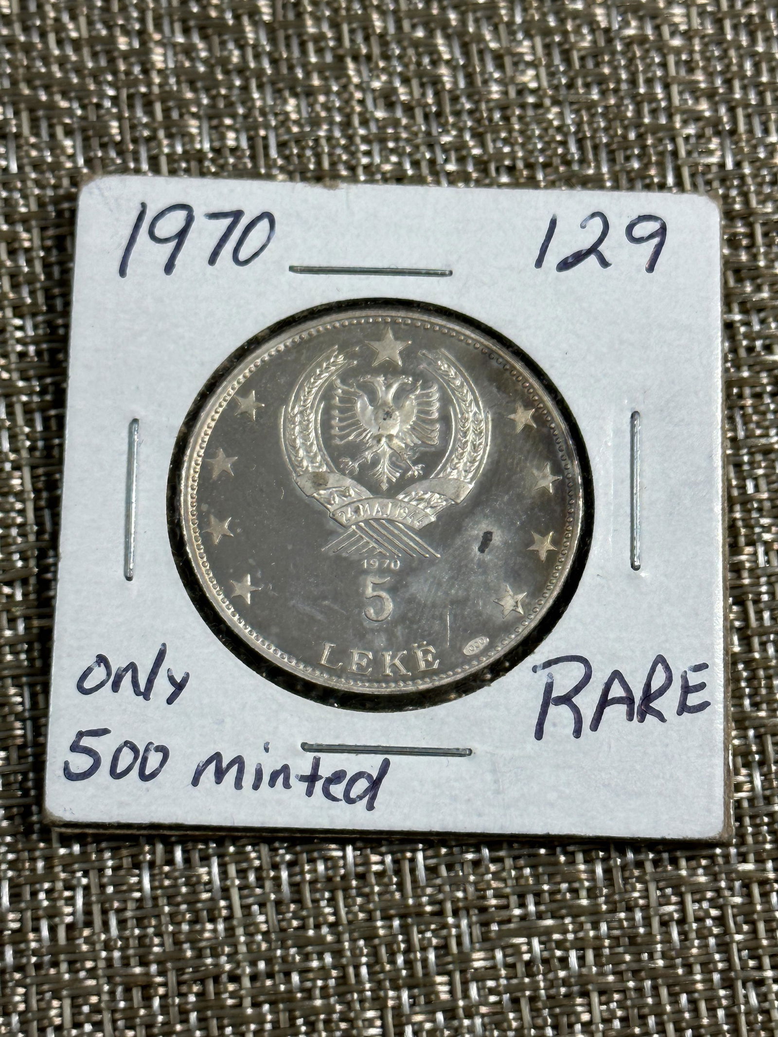 1968 ALBANIA 5 LEKE VICTORY OVER THE TURKS SILVER COIN (1 of 3)