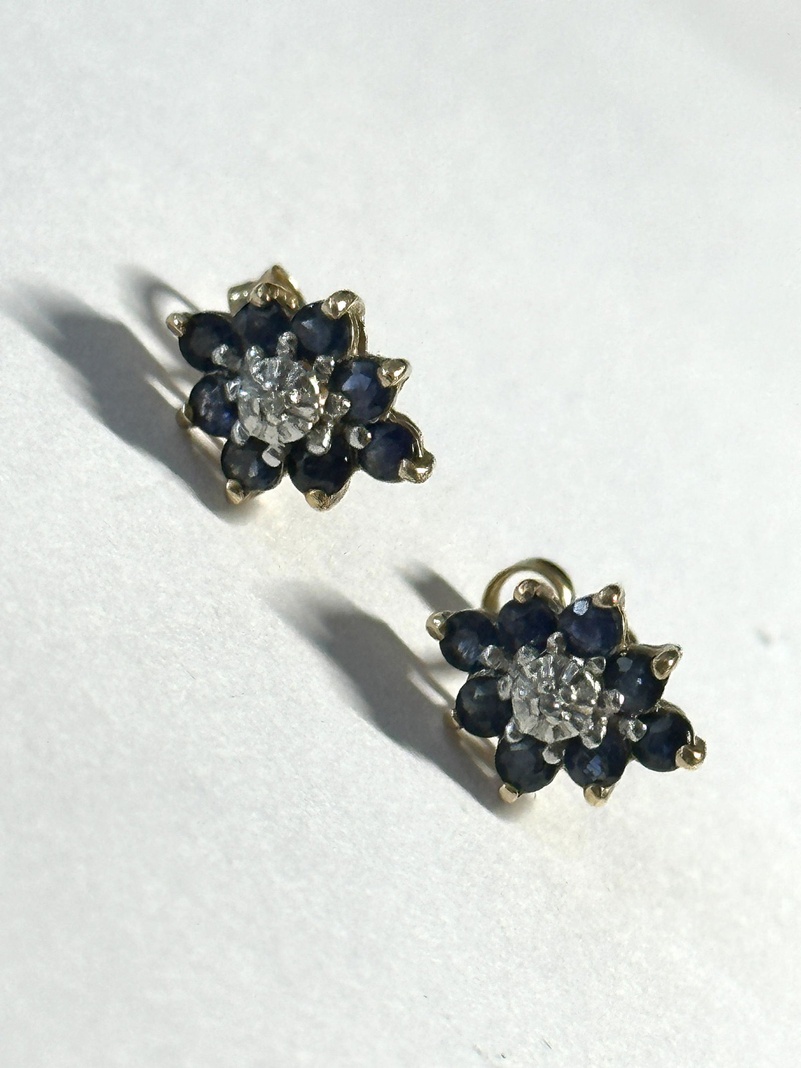 14K 1.0 TCW SAPPHIRES AND DIAMONDS STUDS EARRINGS (1 of 3)