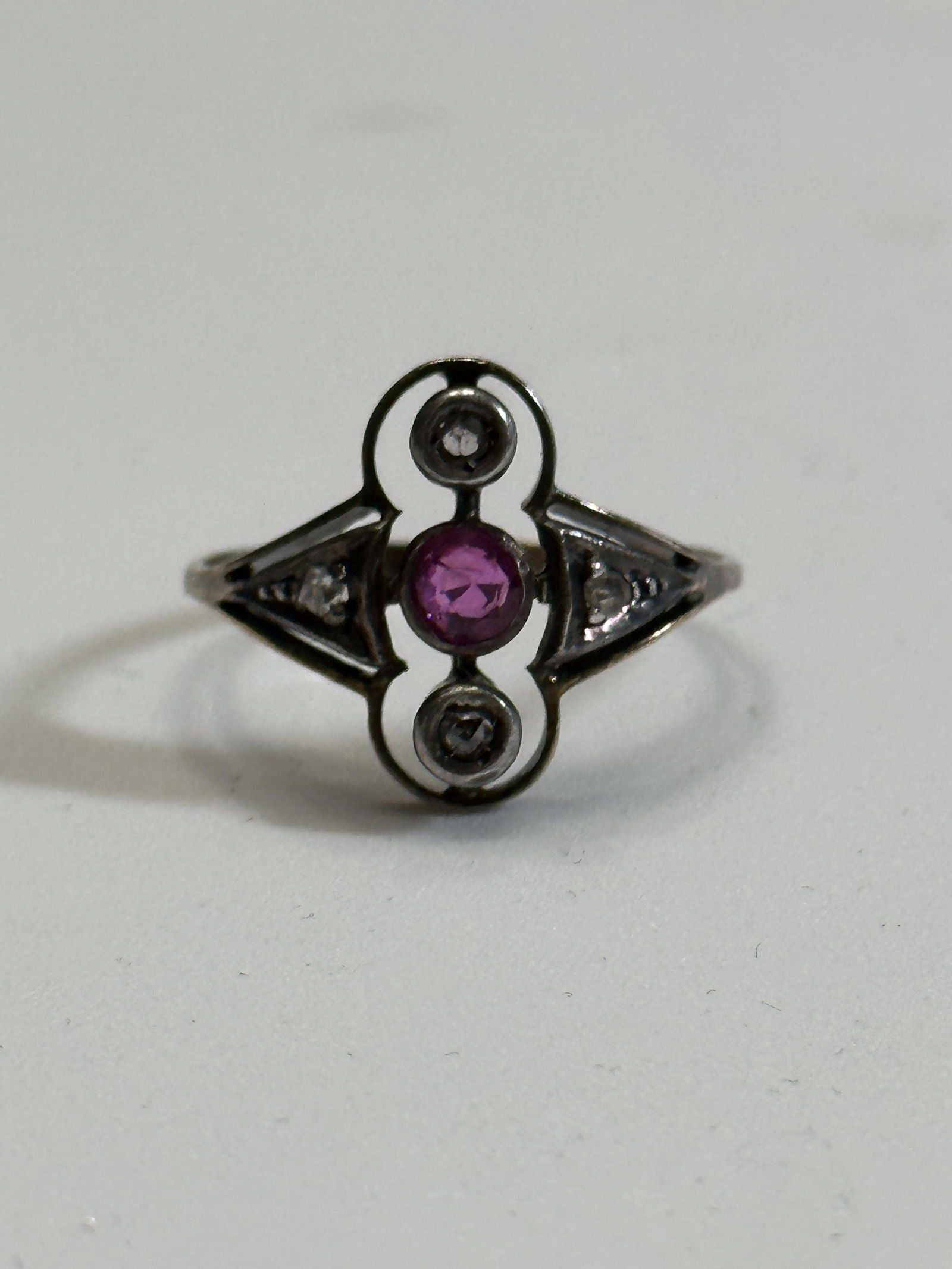 VICTORIAN 14K GOLD RUBY AND DIAMONDS COCKTAIL RING SZ 7.5 (1 of 3)